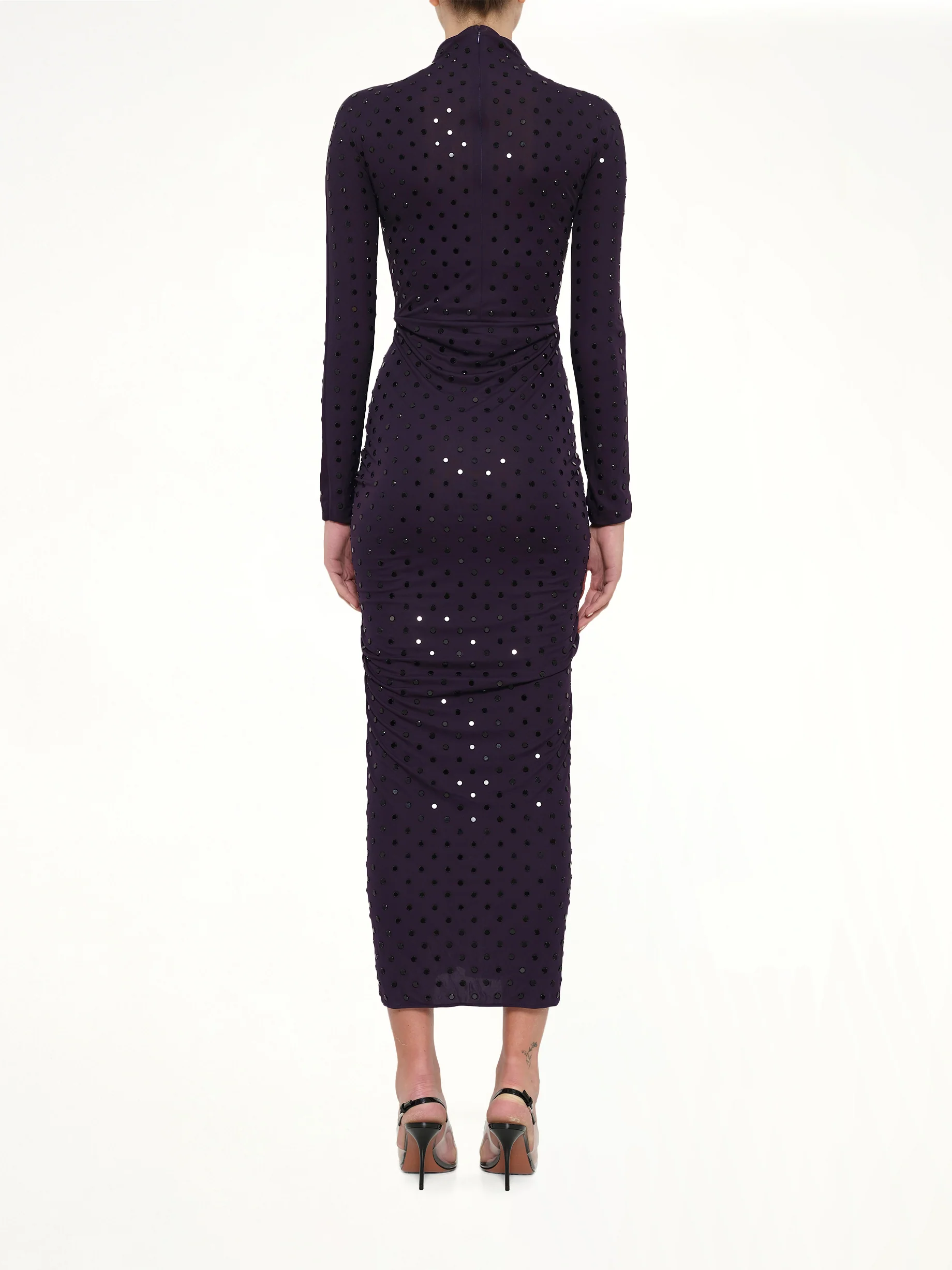 Draped Dress LS in Aubergine - Image 5