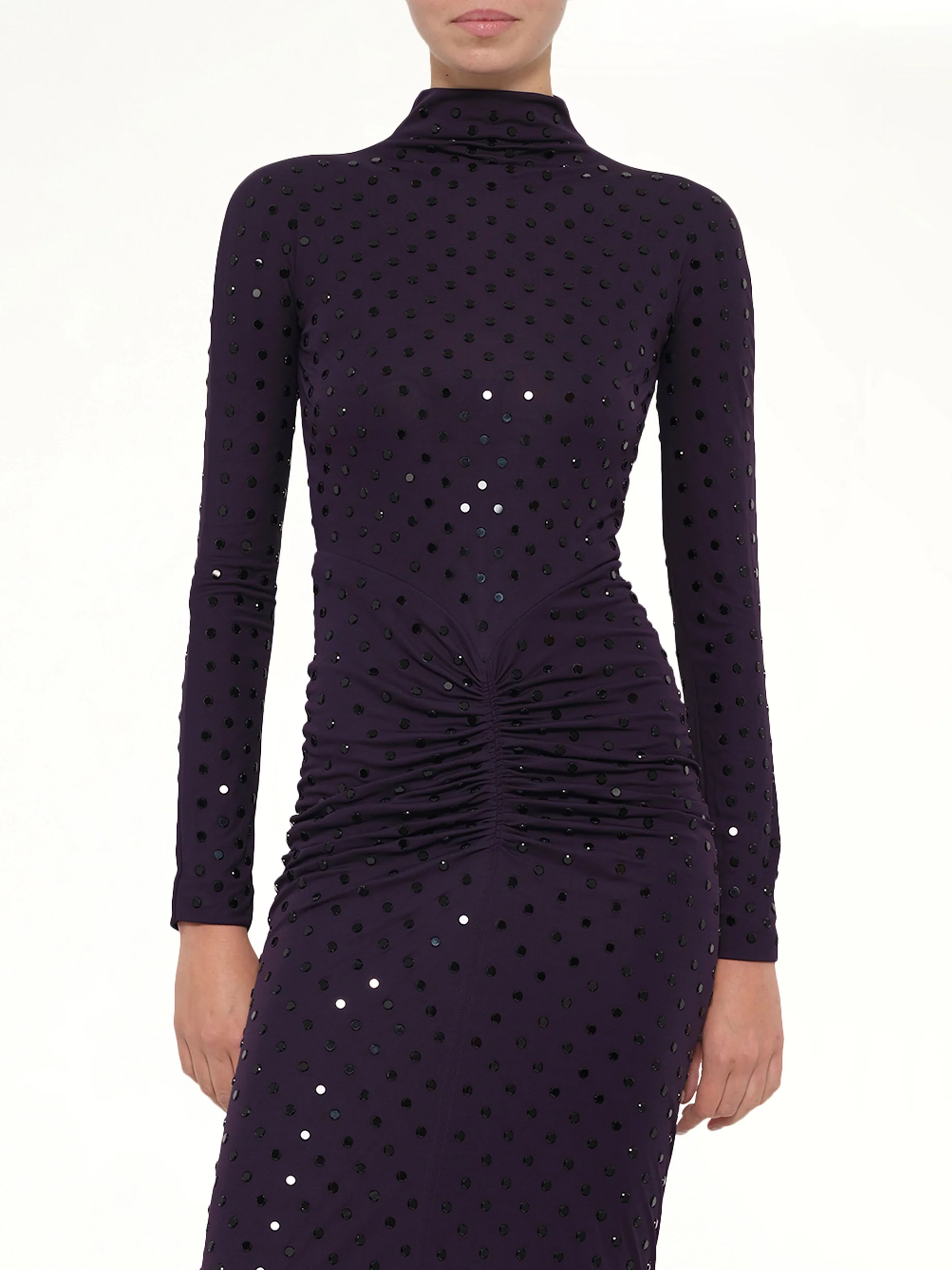 Draped Dress LS in Aubergine - Image 6