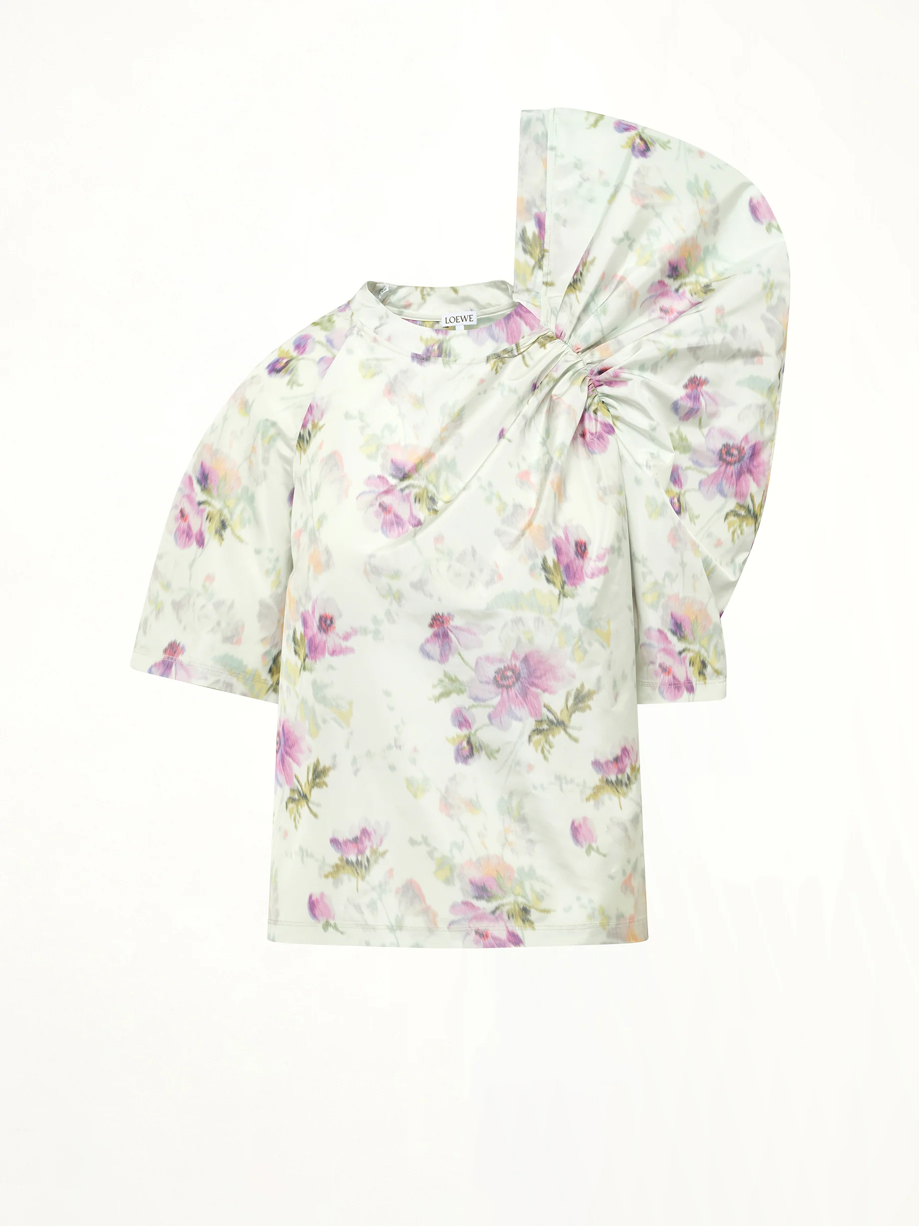 Draped Top in Light Blue/Multicolour - Image 2