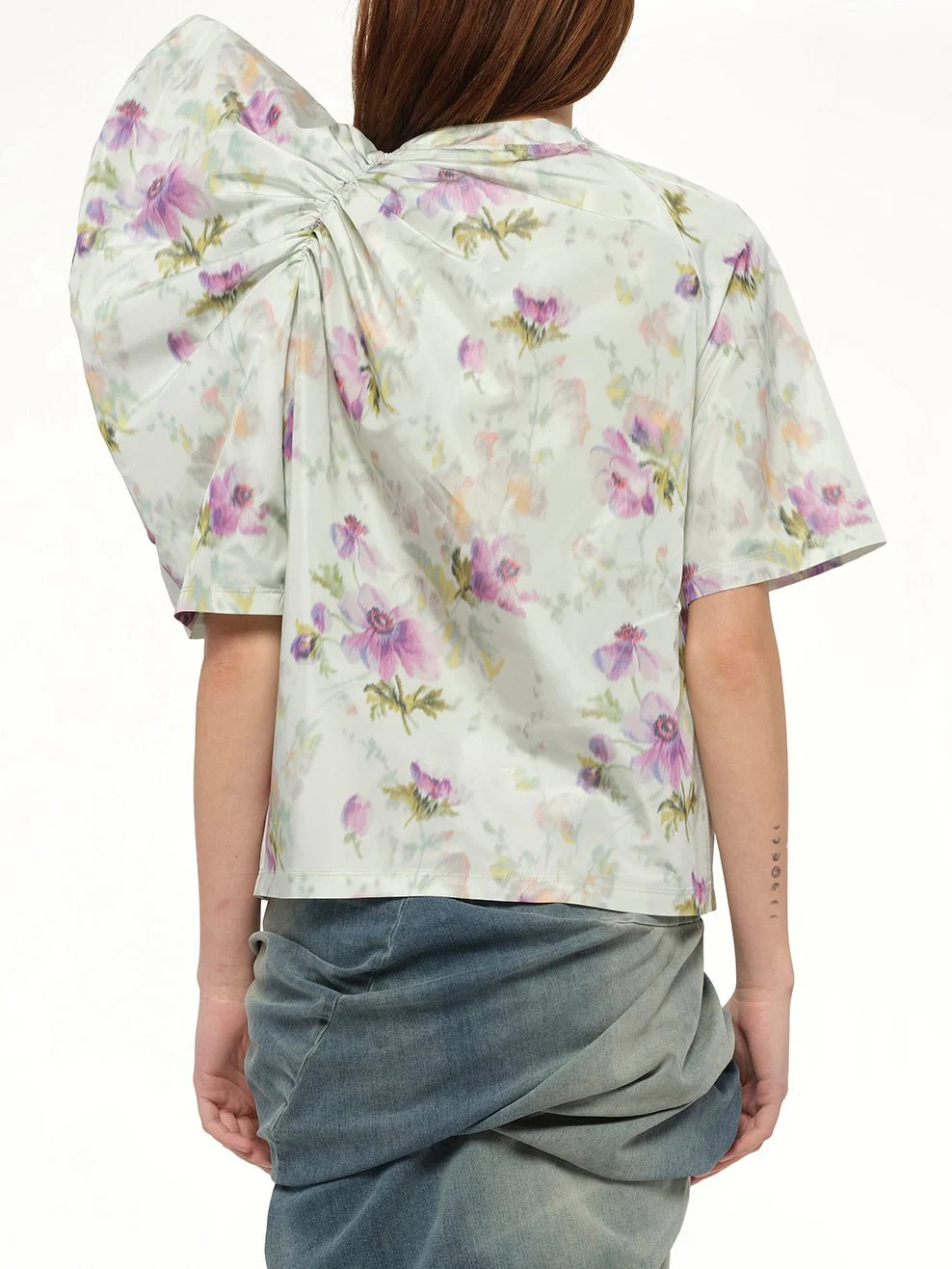 Draped Top in Light Blue/Multicolour - Image 5