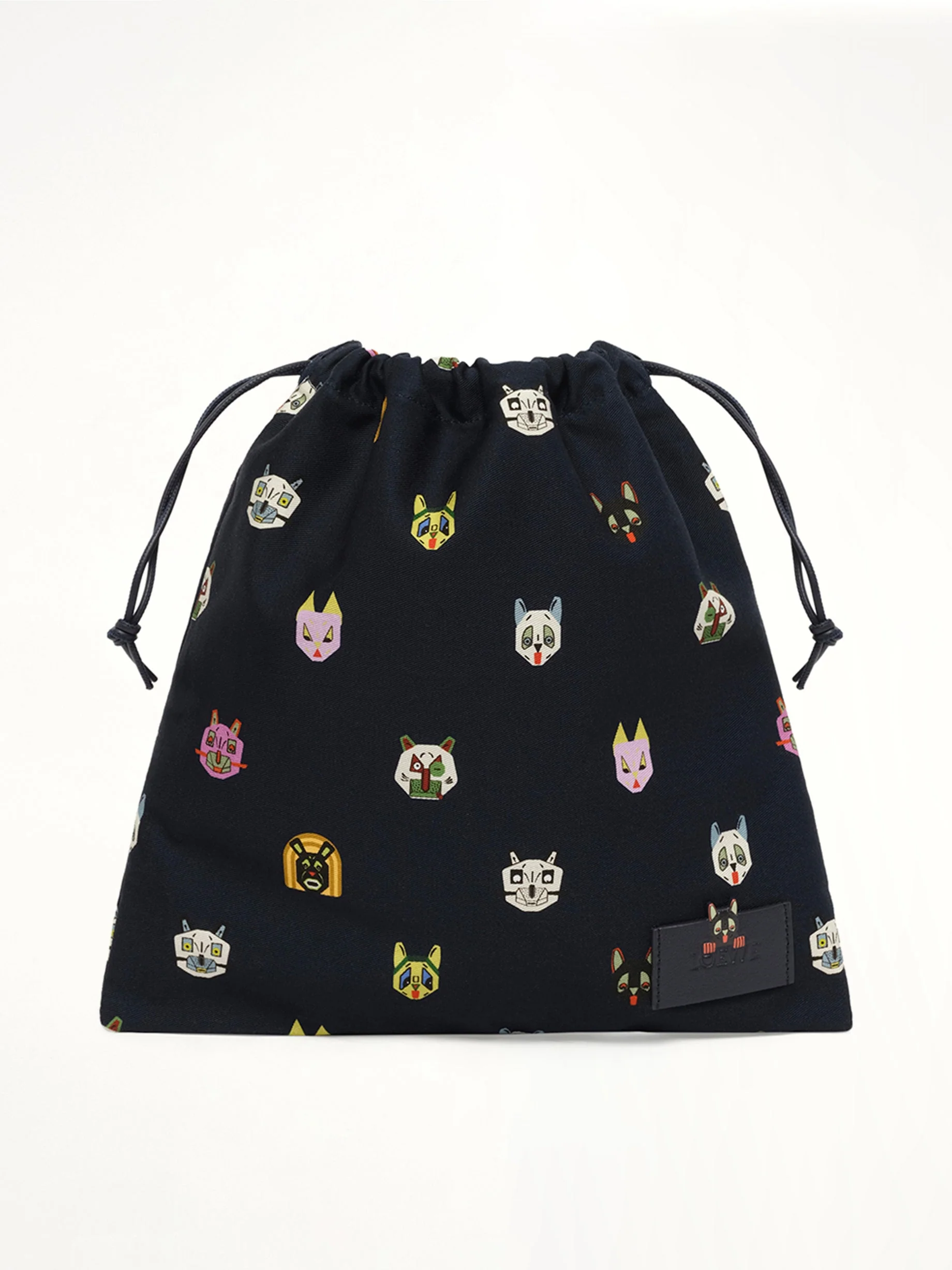 Drawstring Pouch Cats in Blue
