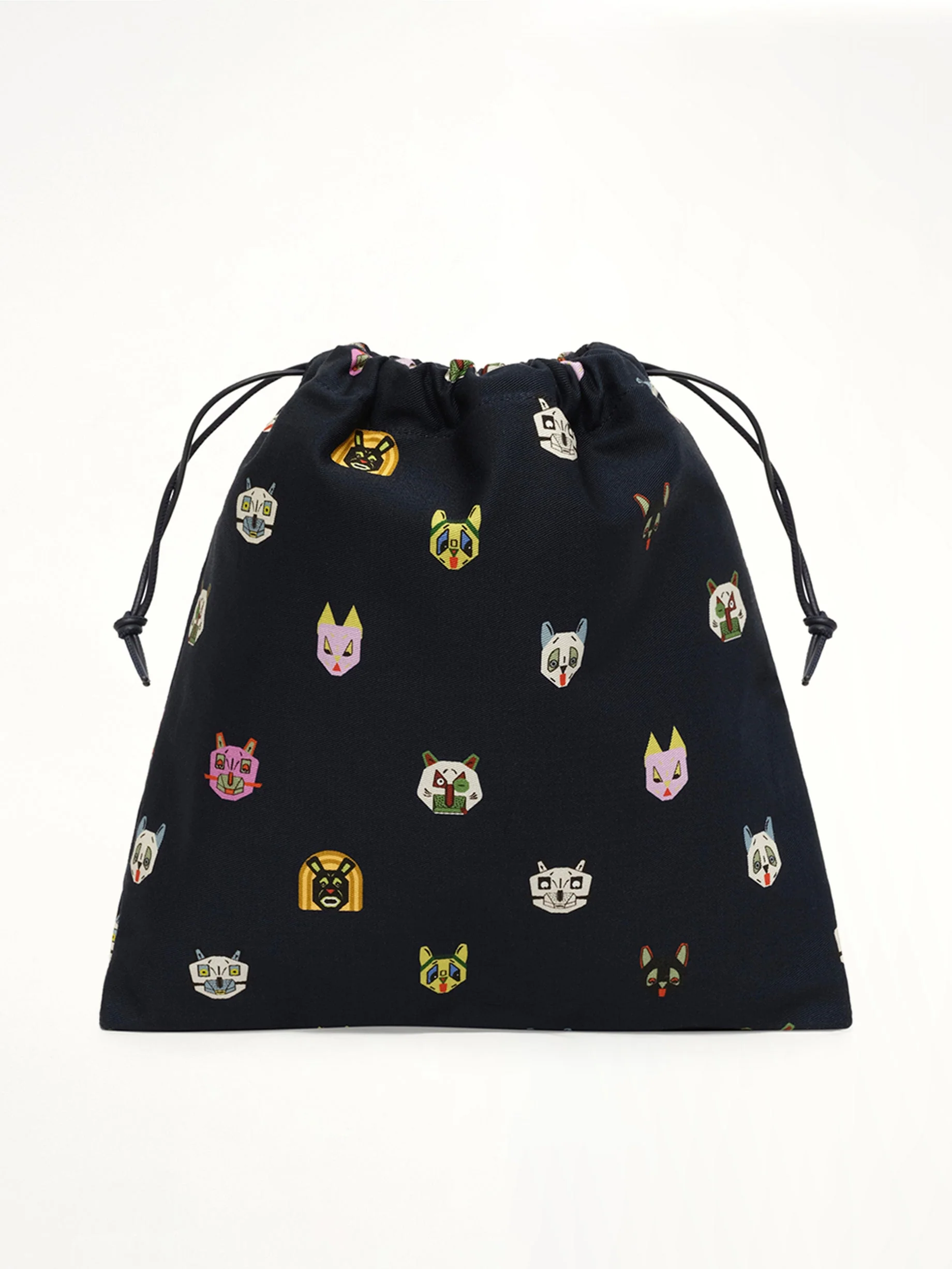 Drawstring Pouch Cats in Blue - Image 4