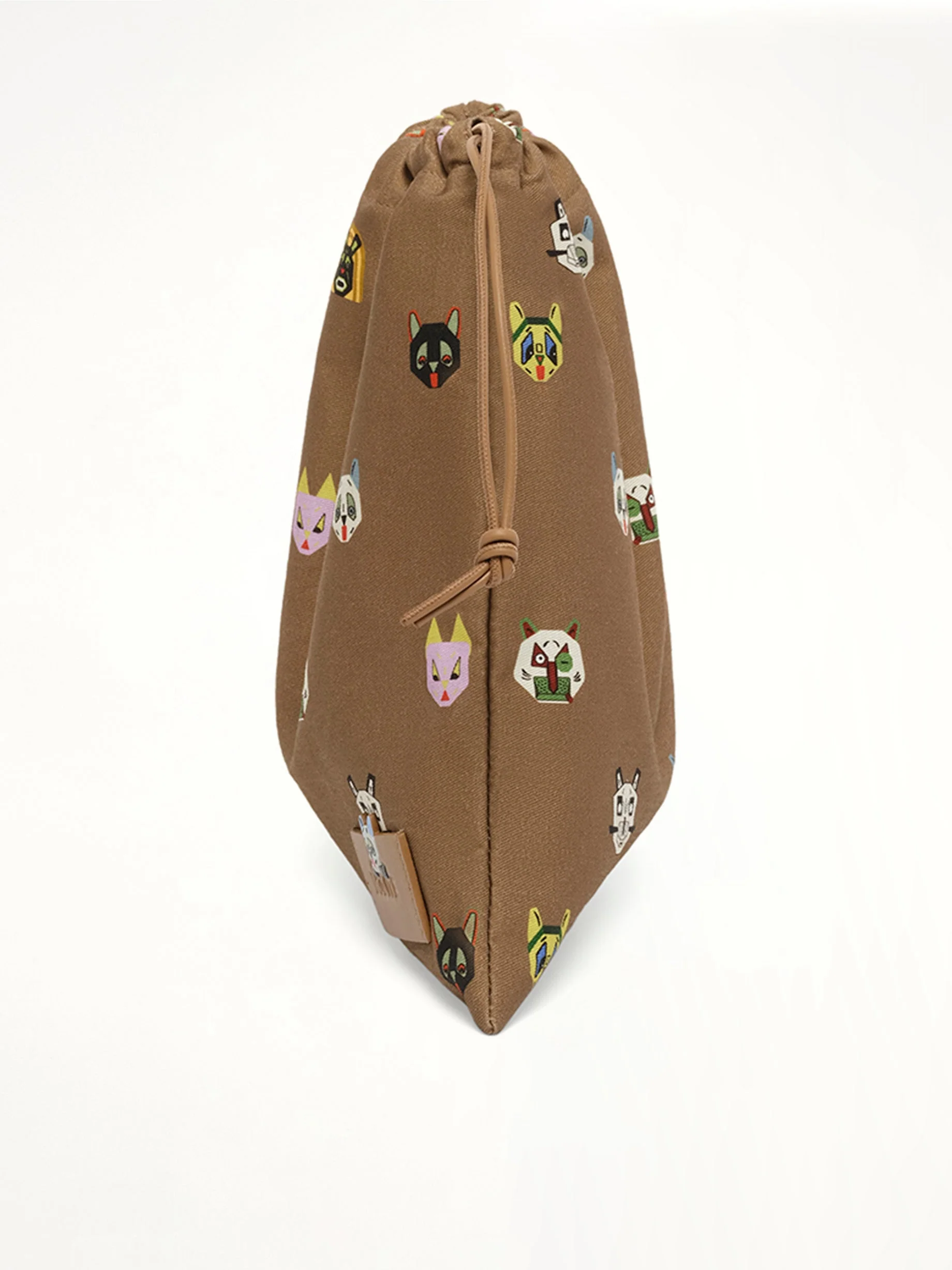 Drawstring Pouch Cats in Mocha - Image 3