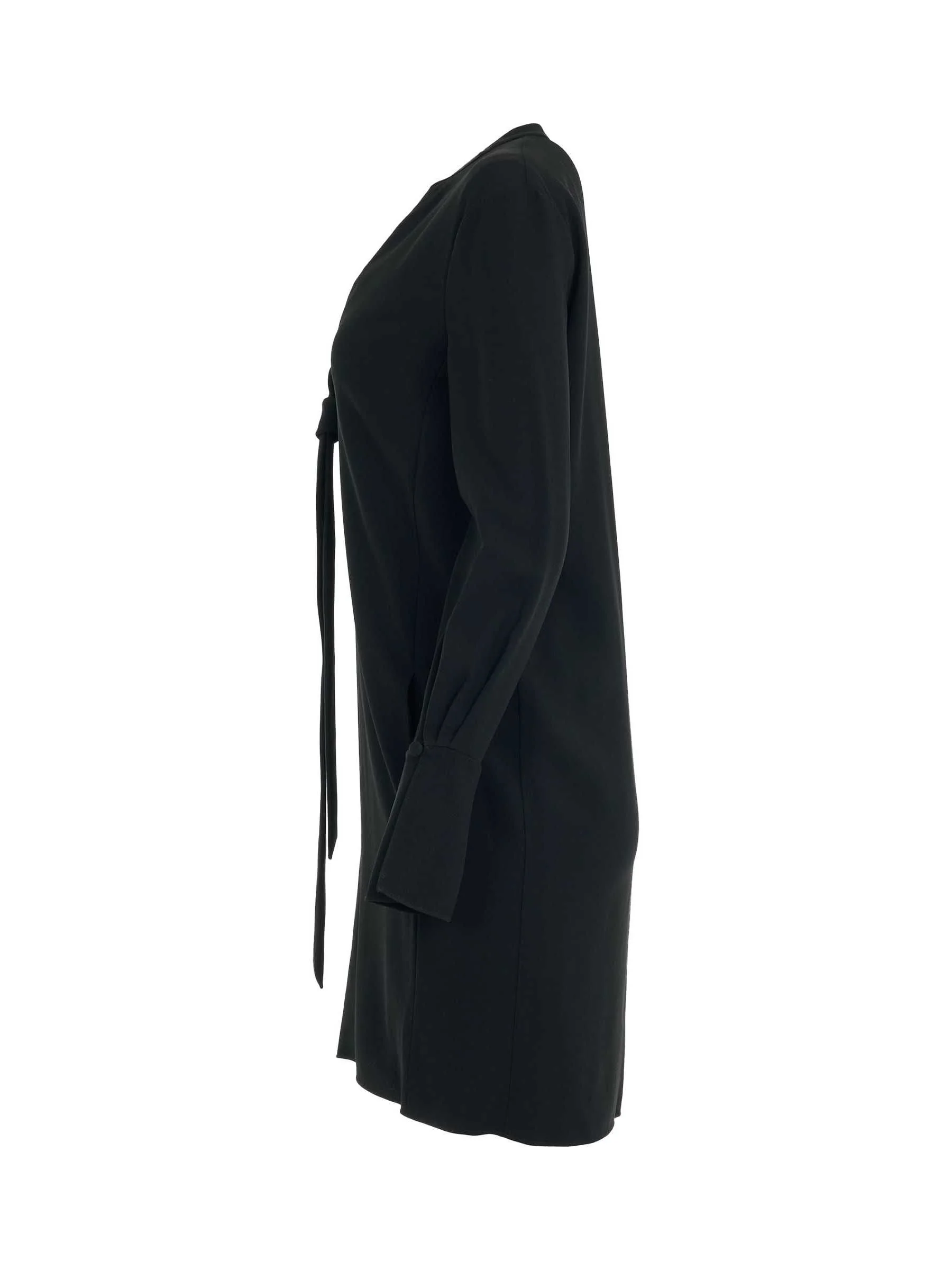 Neck Tie Shift Black Dress in Black - Image 3