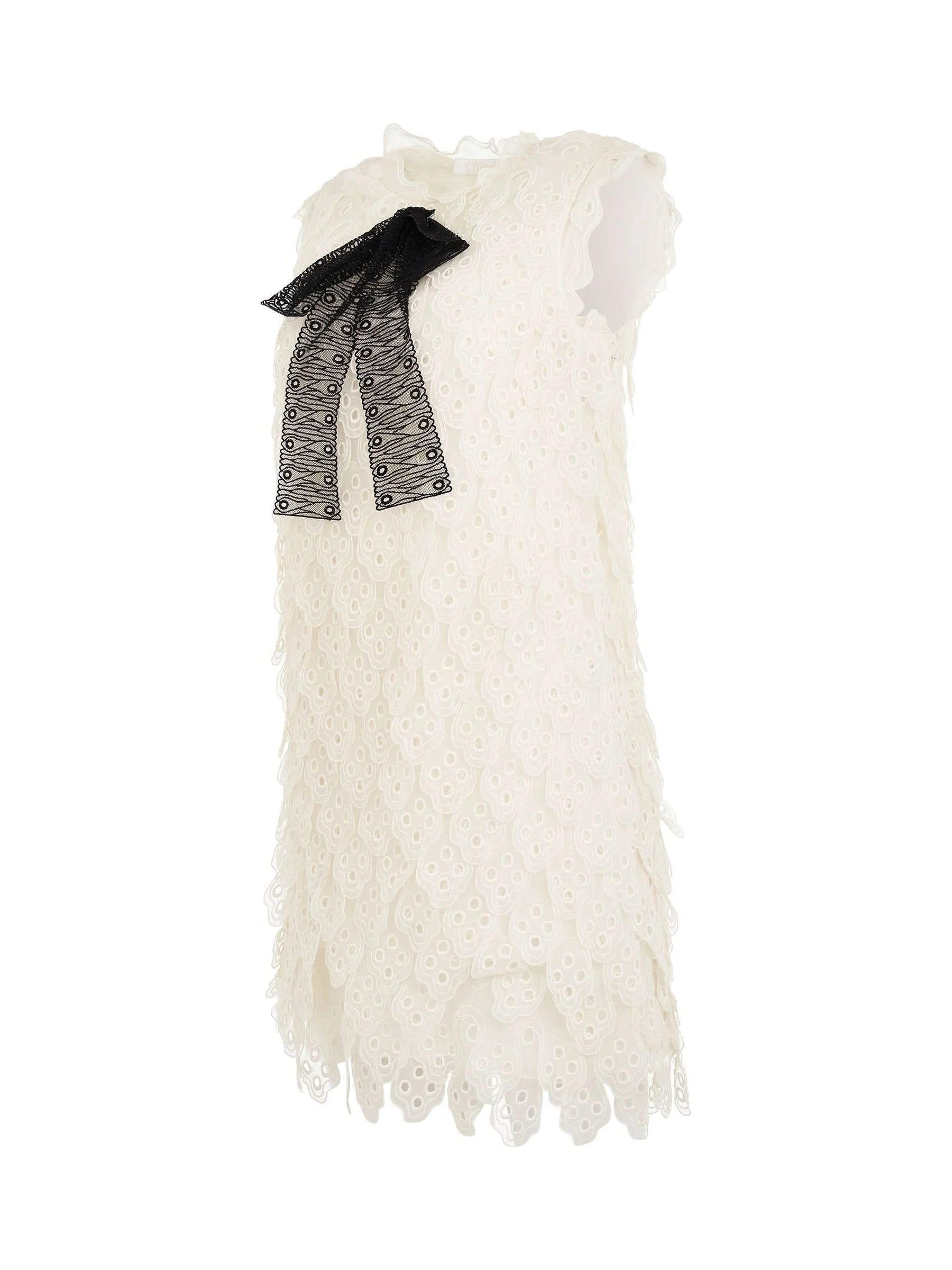 Dress in White with Black Bow - Image 2