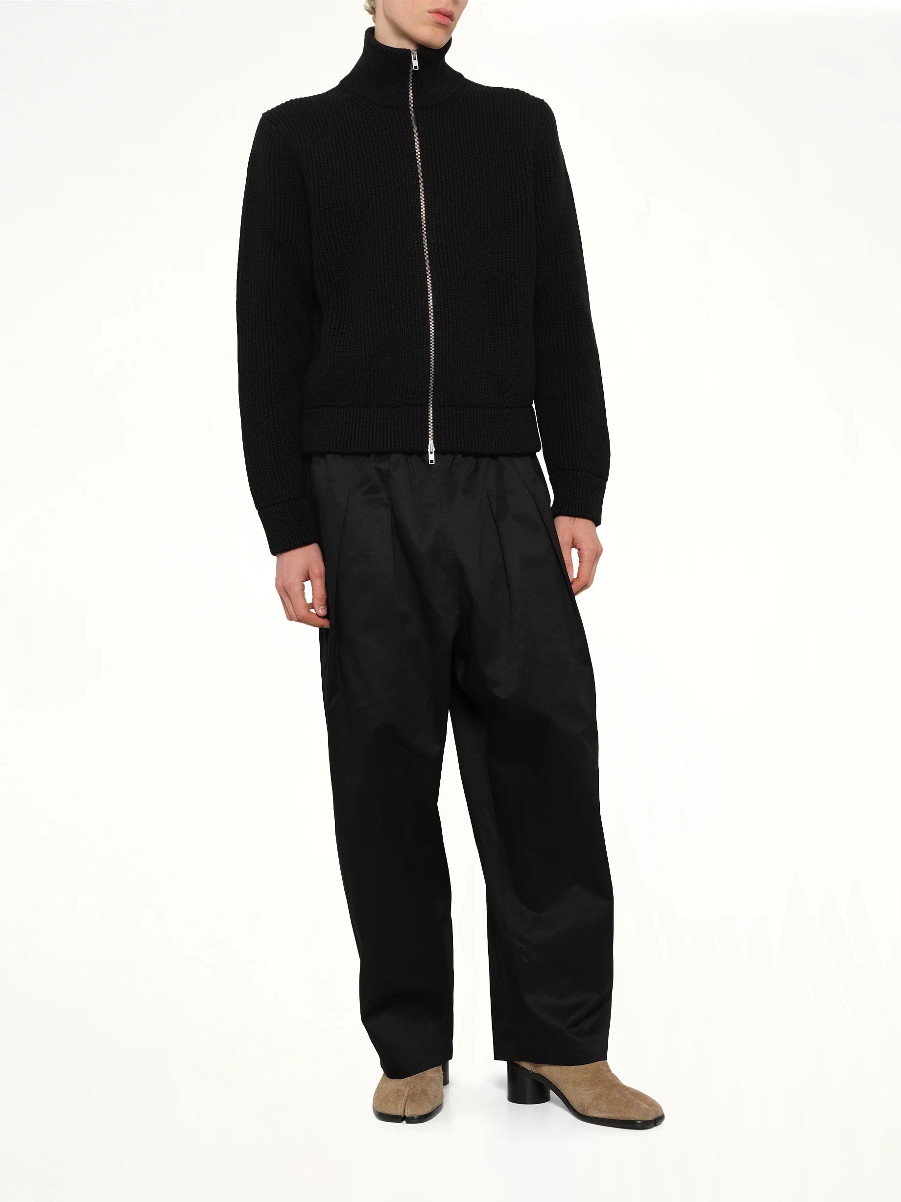 Drivers Knit Zip Sweater in Black - Image 4