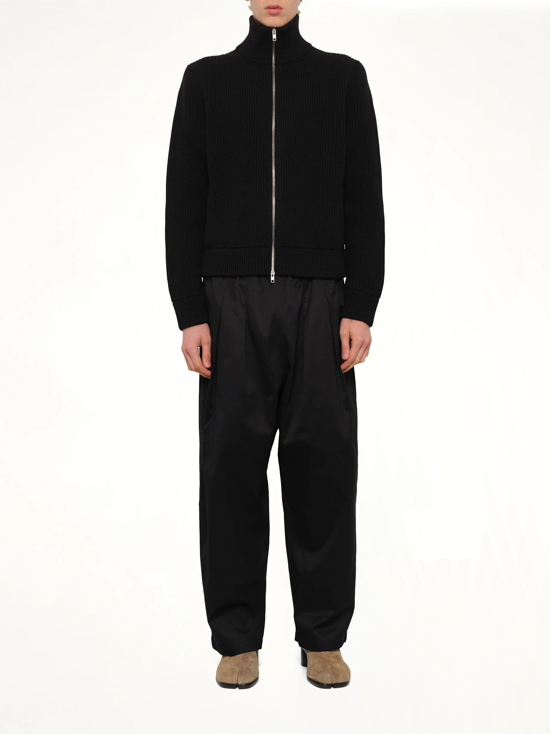 Drivers Knit Zip Sweater in Black - Image 7