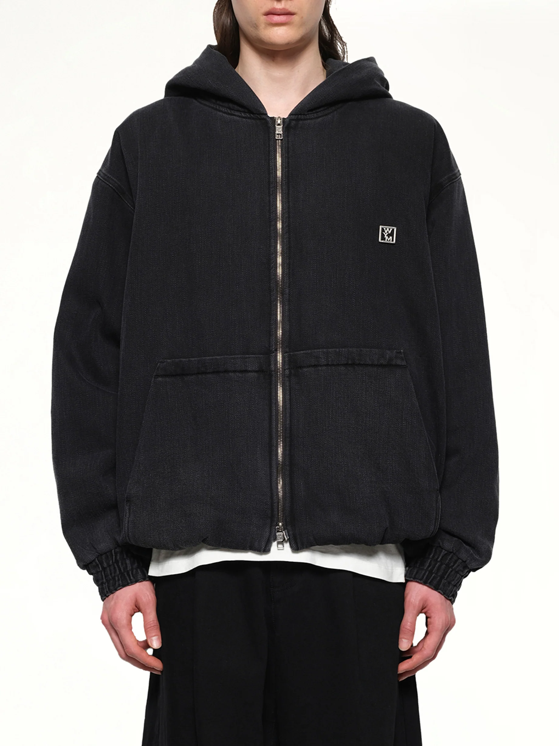 Dyed Denim Hoodie in Black