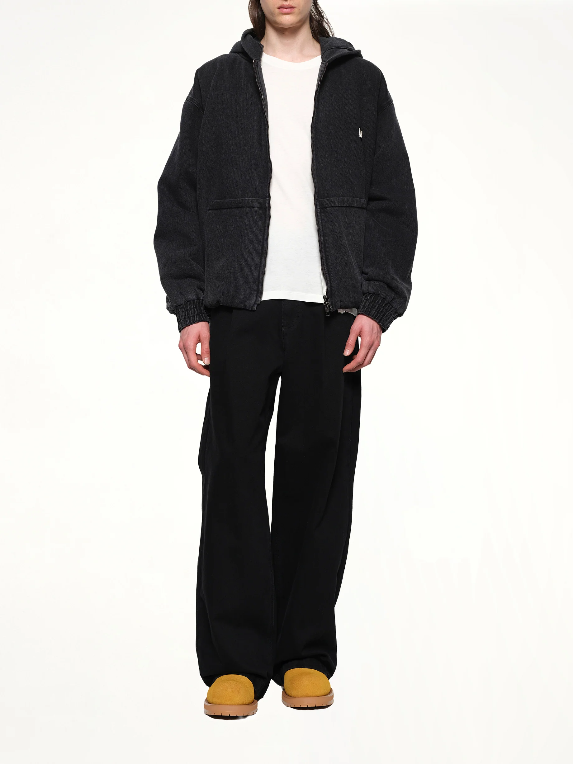 Dyed Denim Hoodie in Black - Image 4