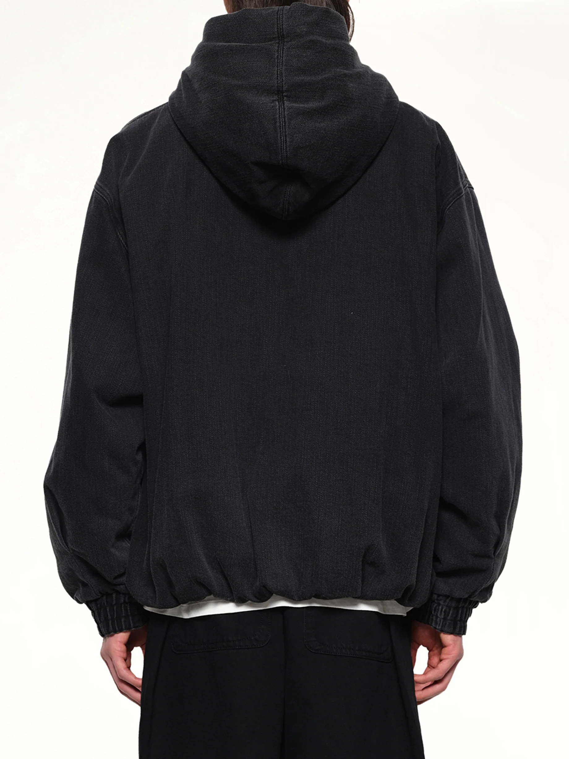 Dyed Denim Hoodie in Black - Image 5