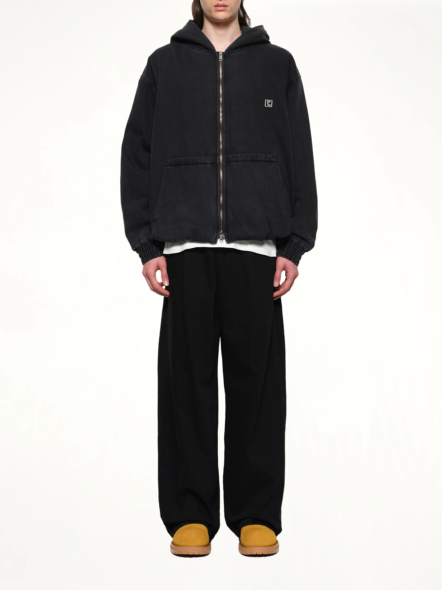 Dyed Denim Hoodie in Black - Image 7