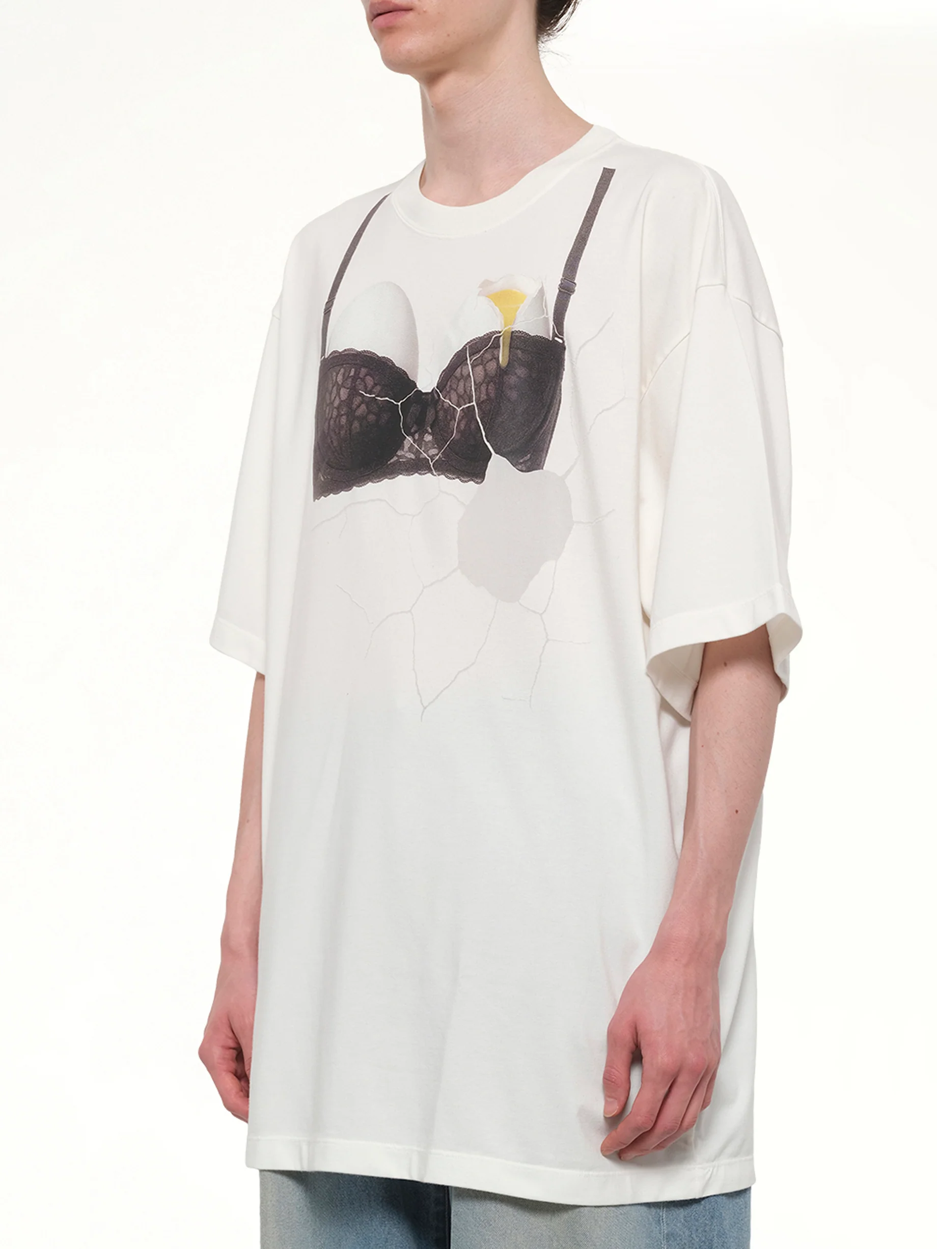 Egg Bra T-Shirt in White - Image 3