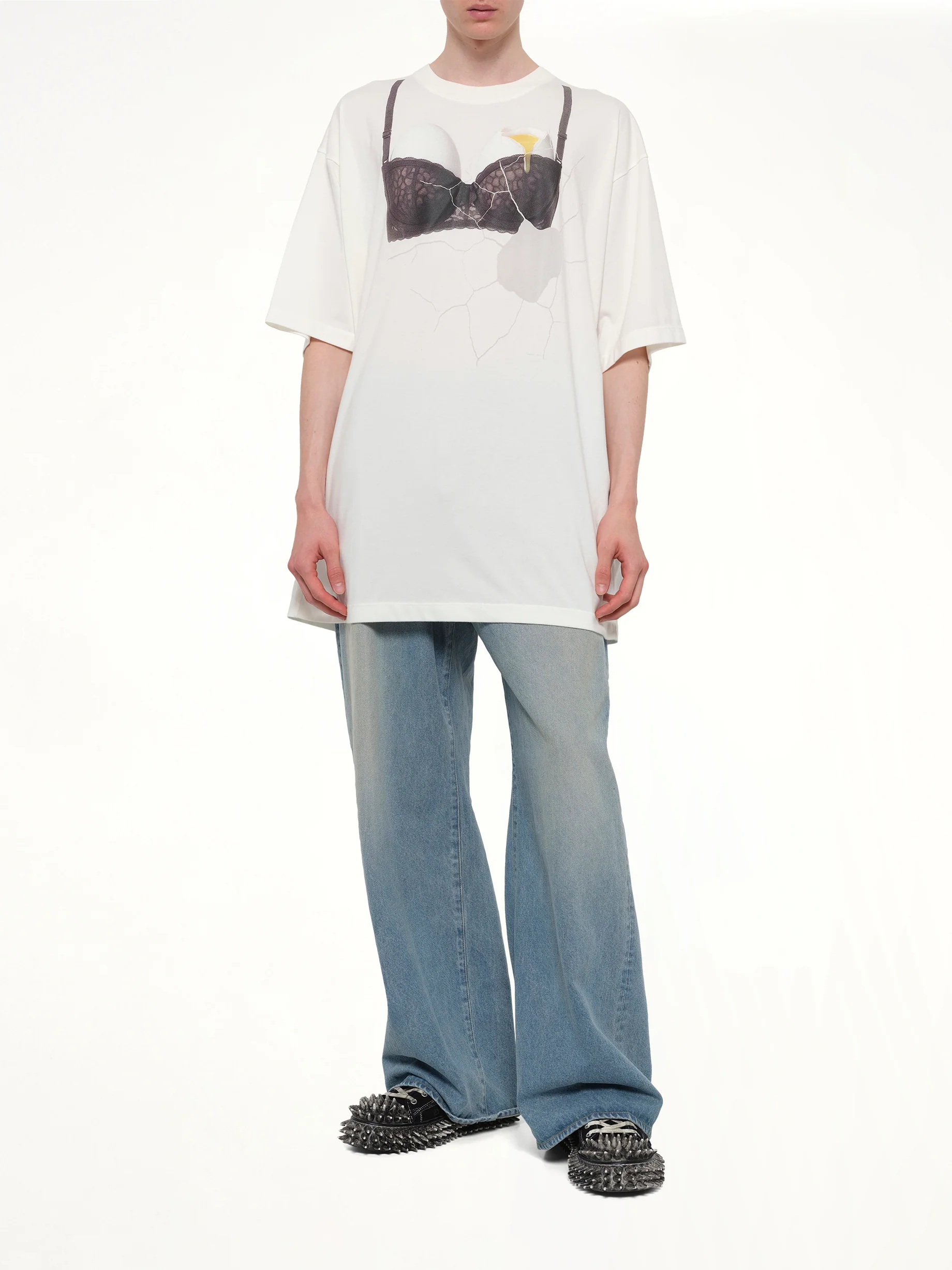 Egg Bra T-Shirt in White - Image 4