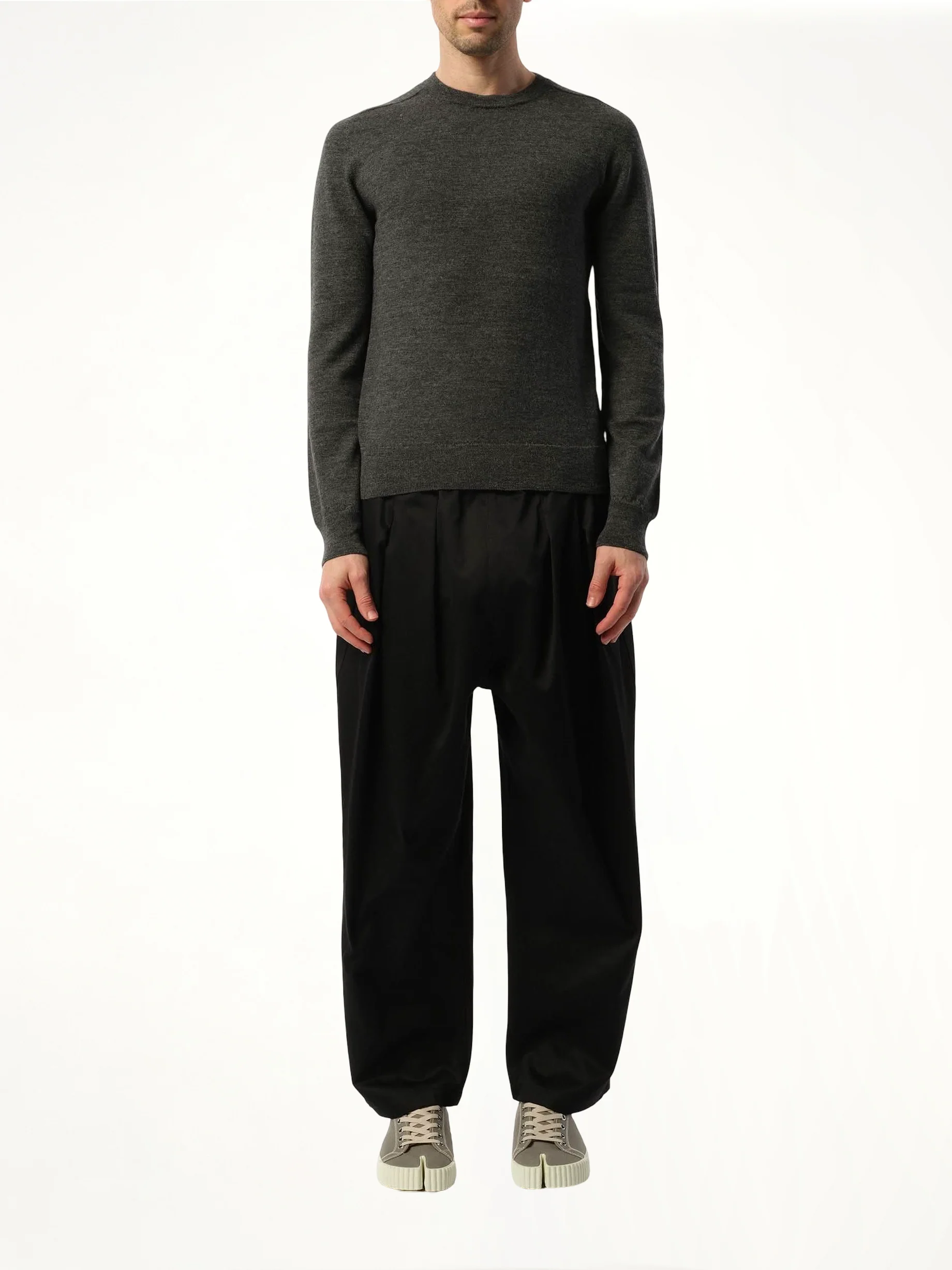 Elbow Patch Knit Sweater in Charcoal
