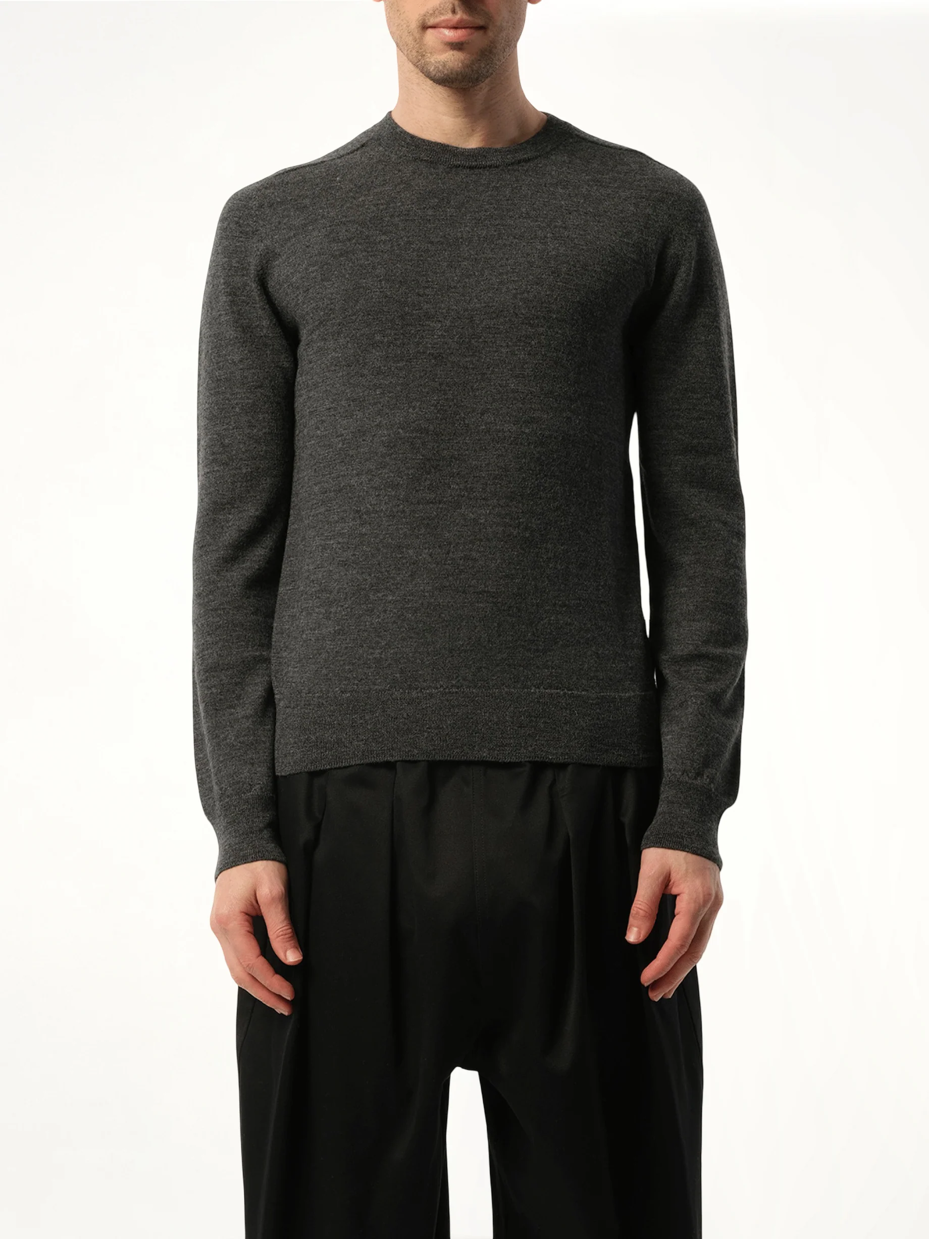Elbow Patch Knit Sweater in Charcoal - Image 4