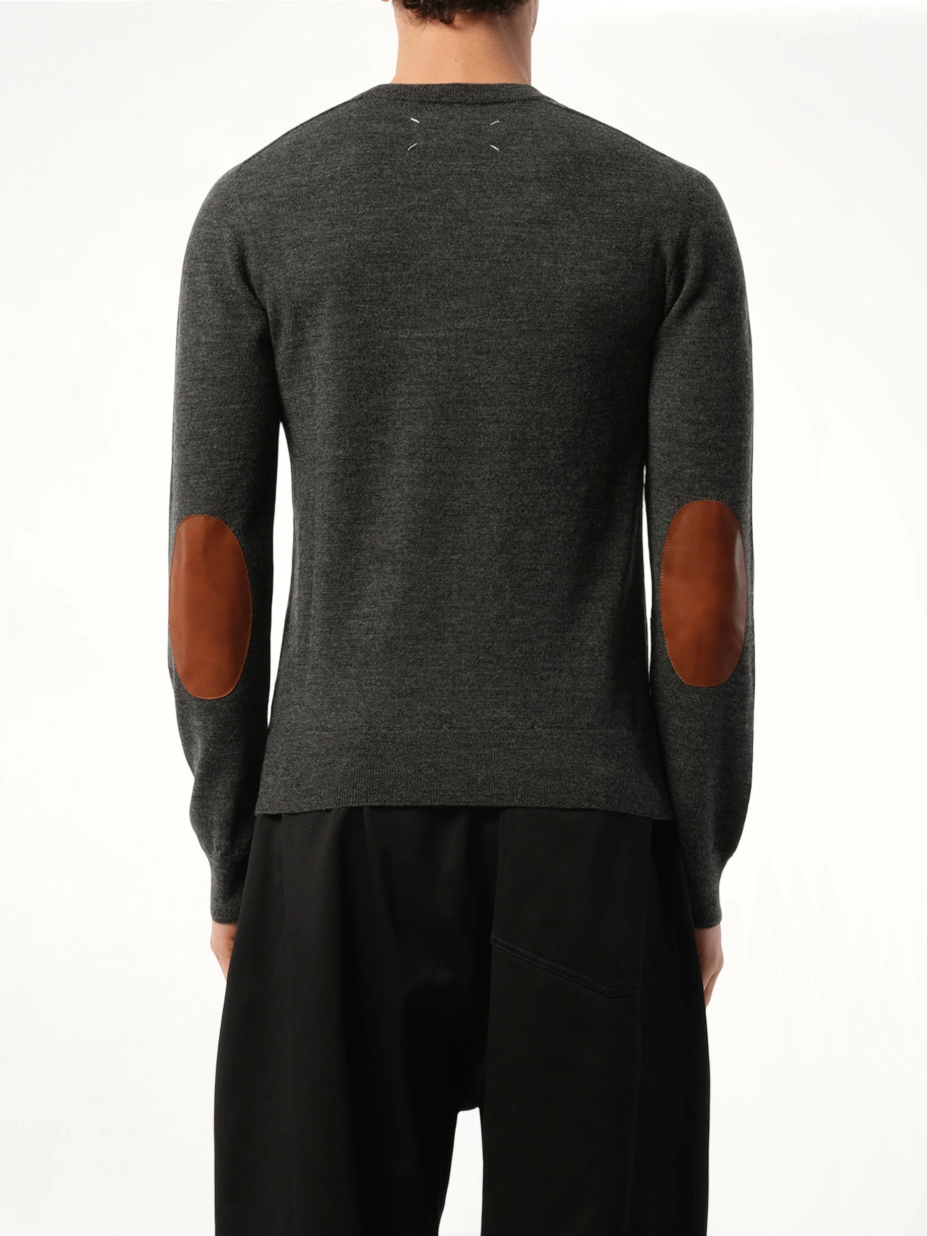 Elbow Patch Knit Sweater in Charcoal - Image 6