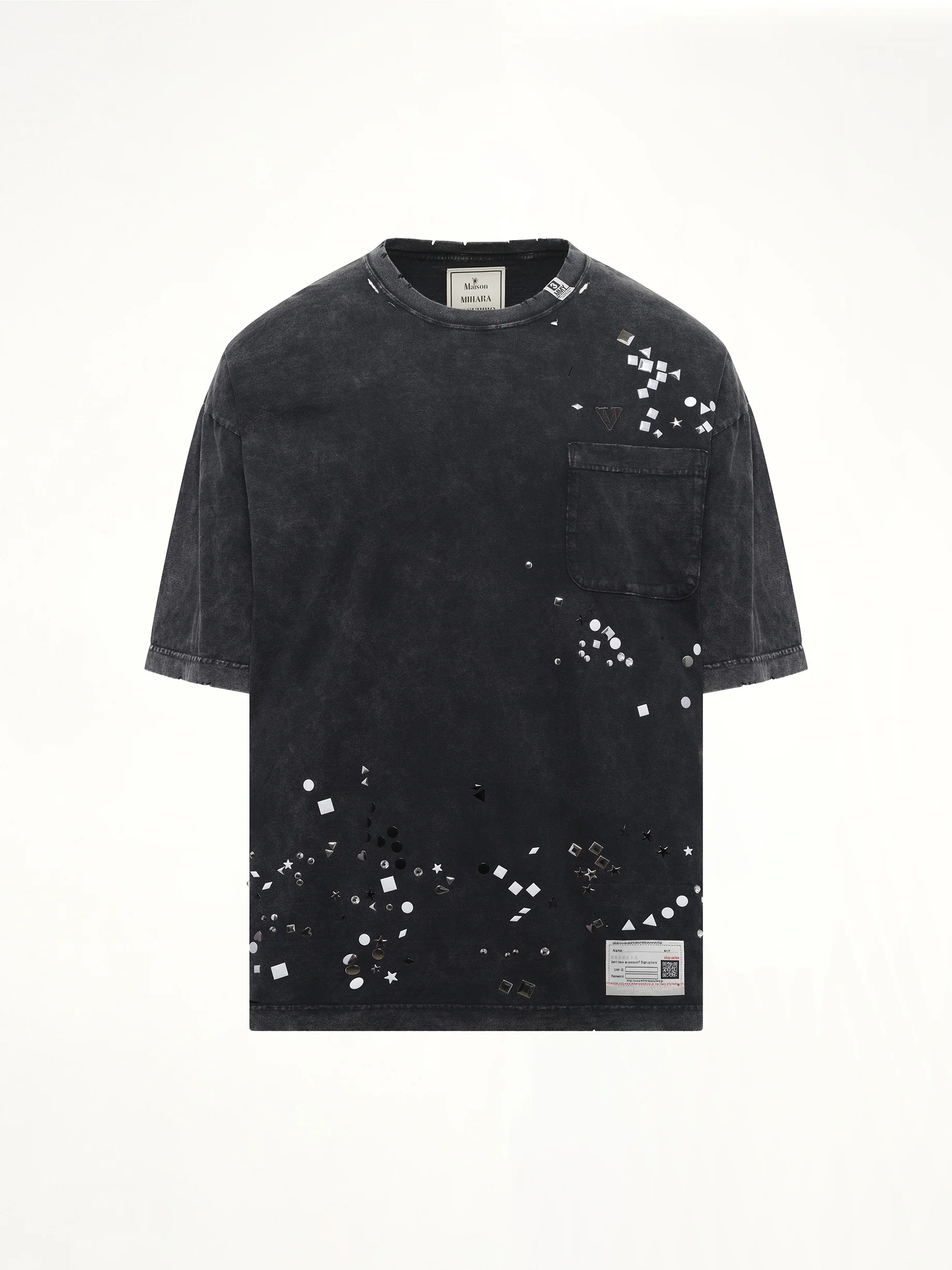 Embellished Bleached T-Shirt in Black - Image 2