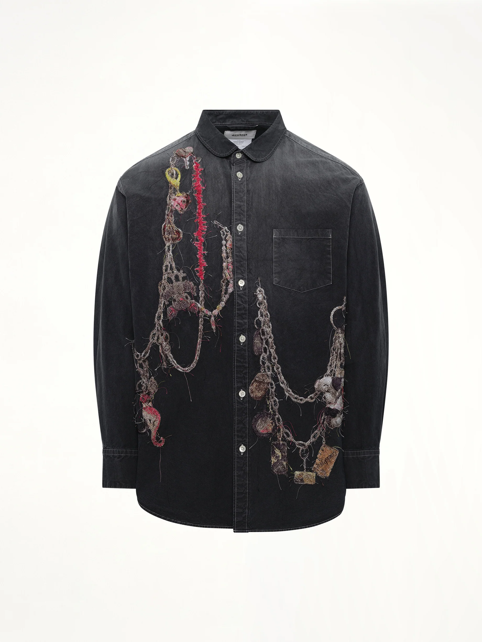 Embroidered Chain Shirt in Grey - Image 2