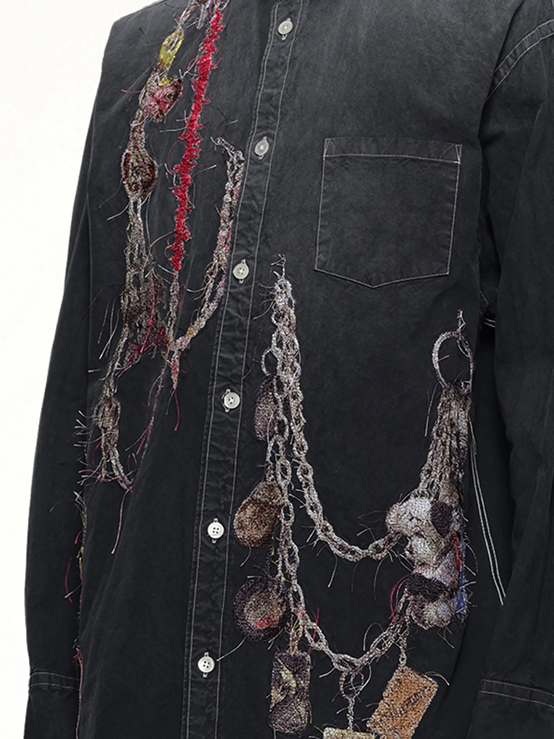 Embroidered Chain Shirt in Grey - Image 6
