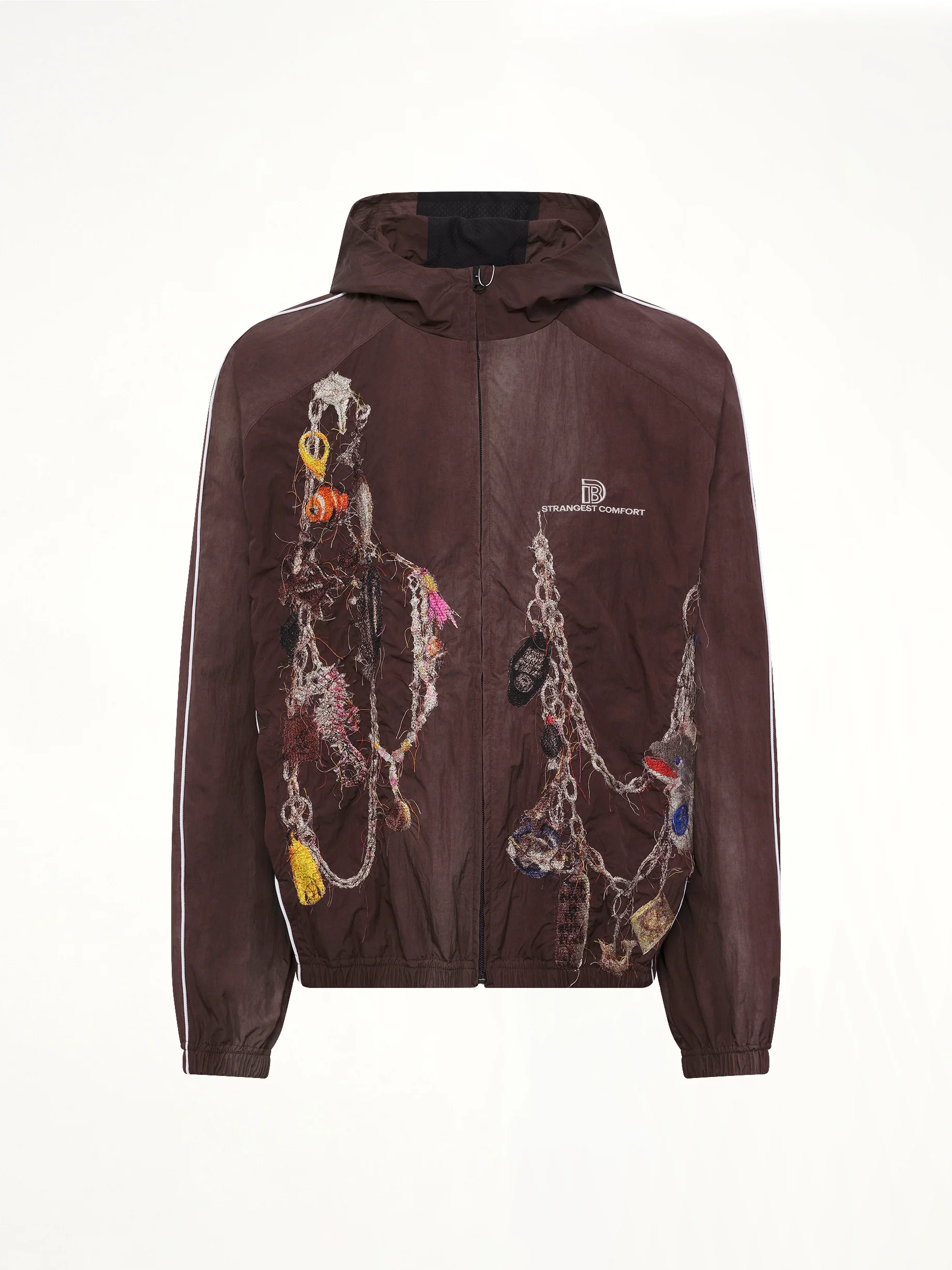 Embroidered Chain Track Jacket in Chacoal - Image 2