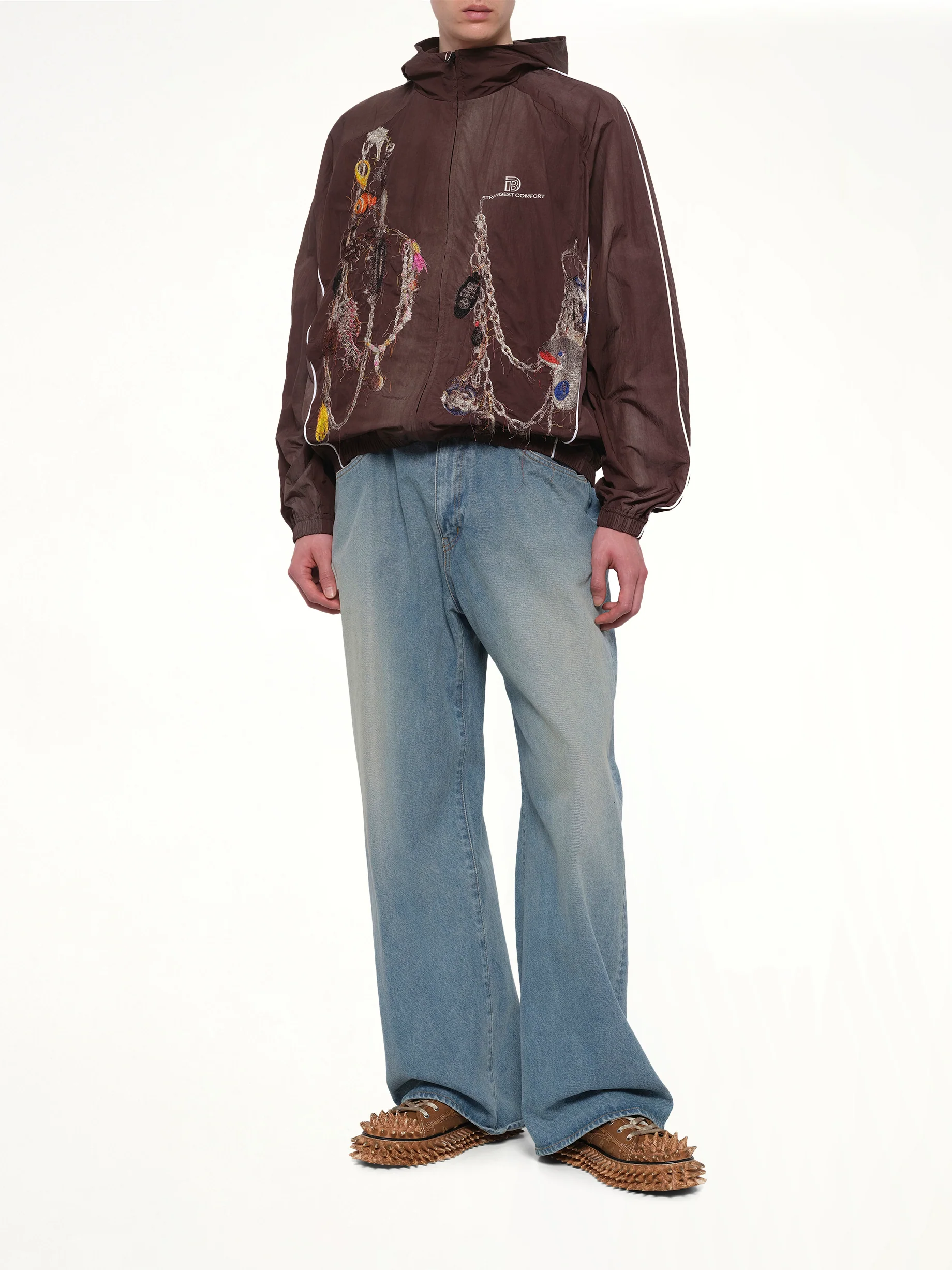 Embroidered Chain Track Jacket in Chacoal - Image 4