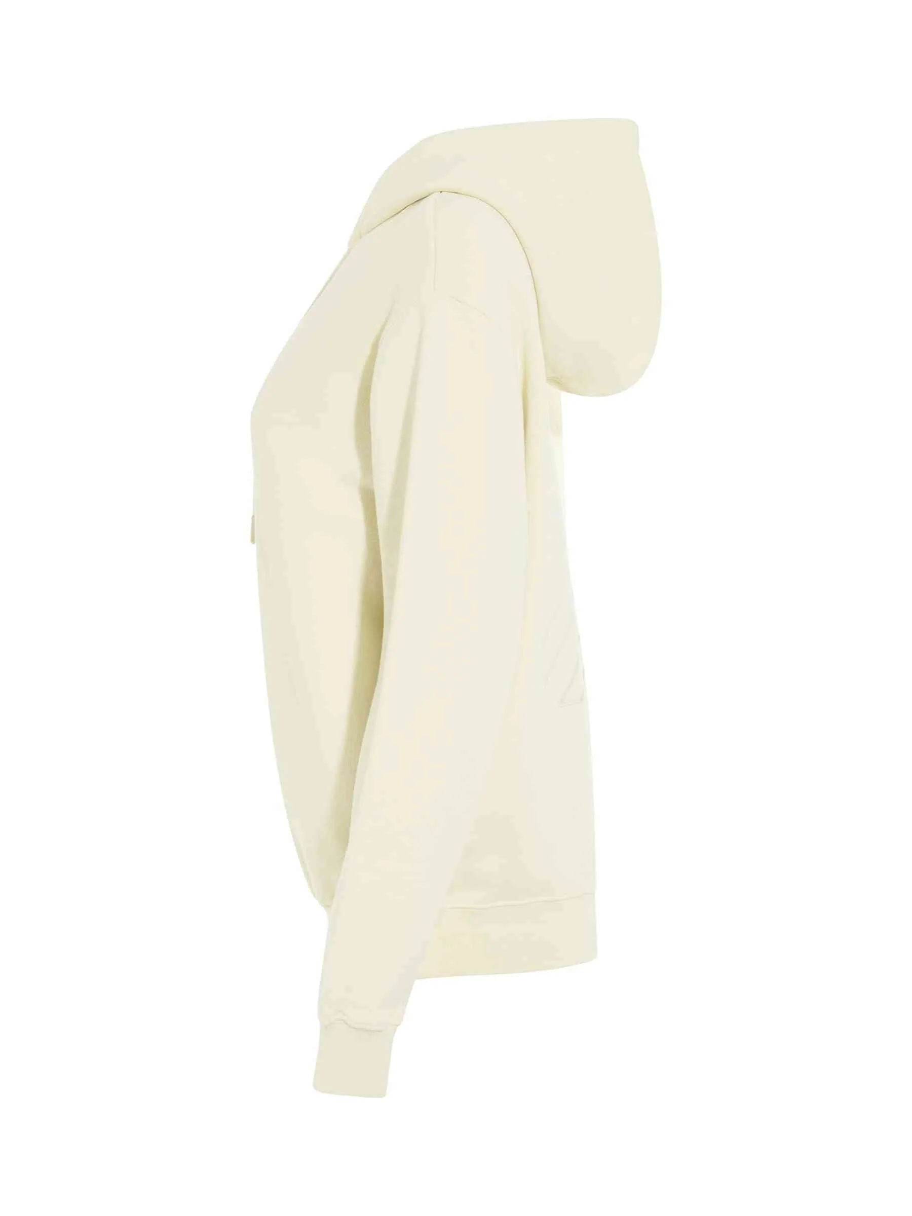 Embroidered Diagonal Tab Hoodie in Beige - Image 3