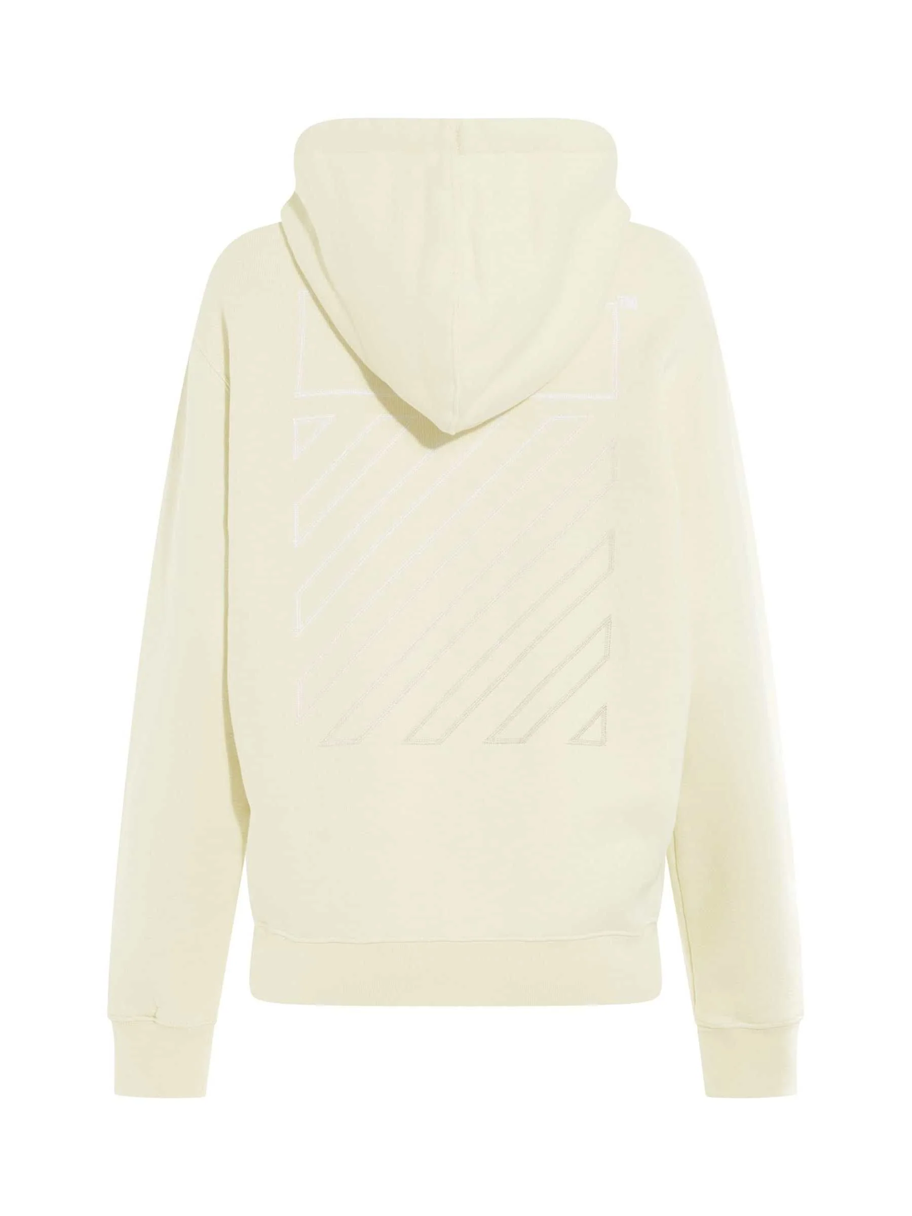 Embroidered Diagonal Tab Hoodie in Beige - Image 4