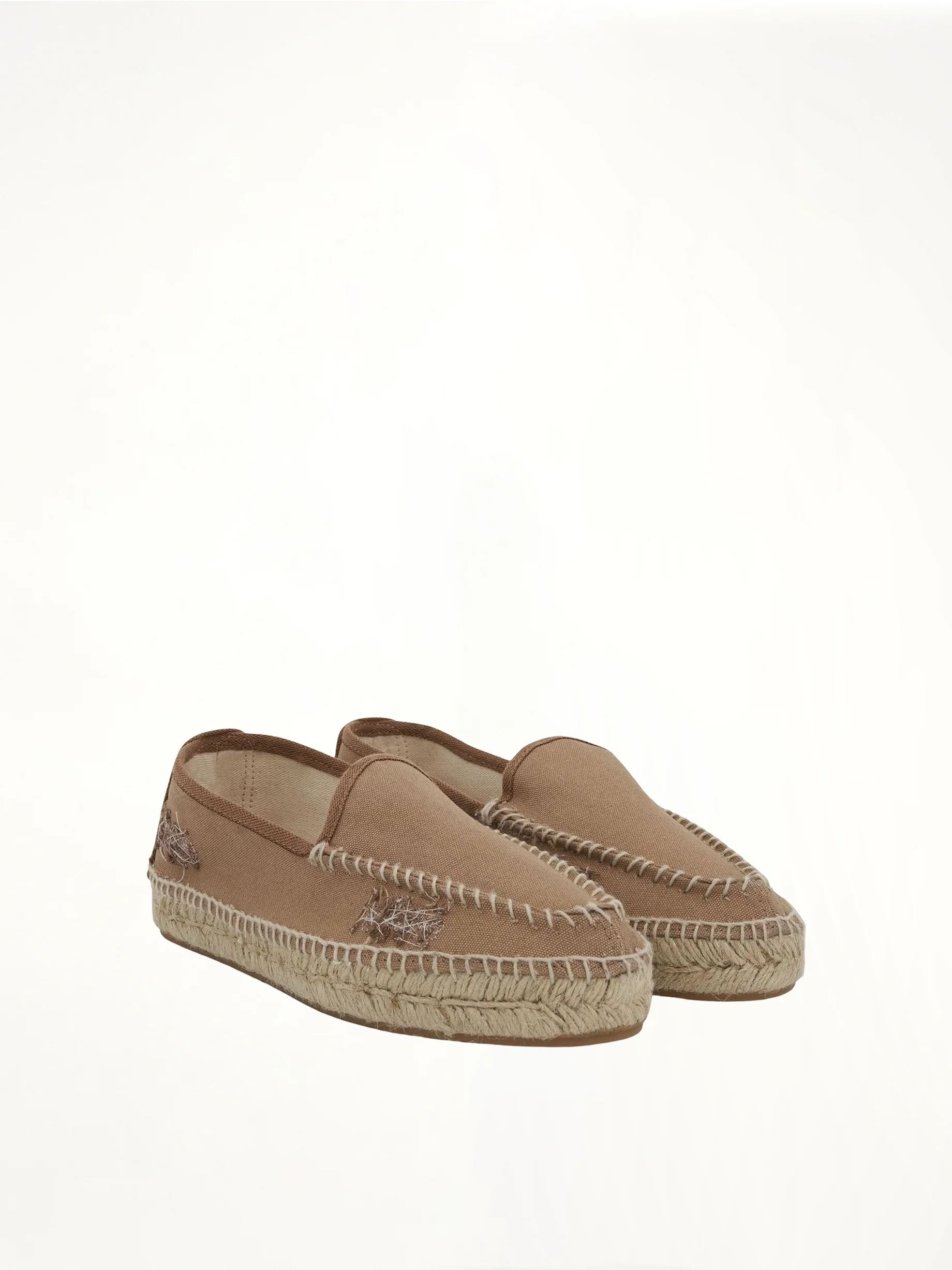 Embroidered Espadrilles in Chamois - Image 2