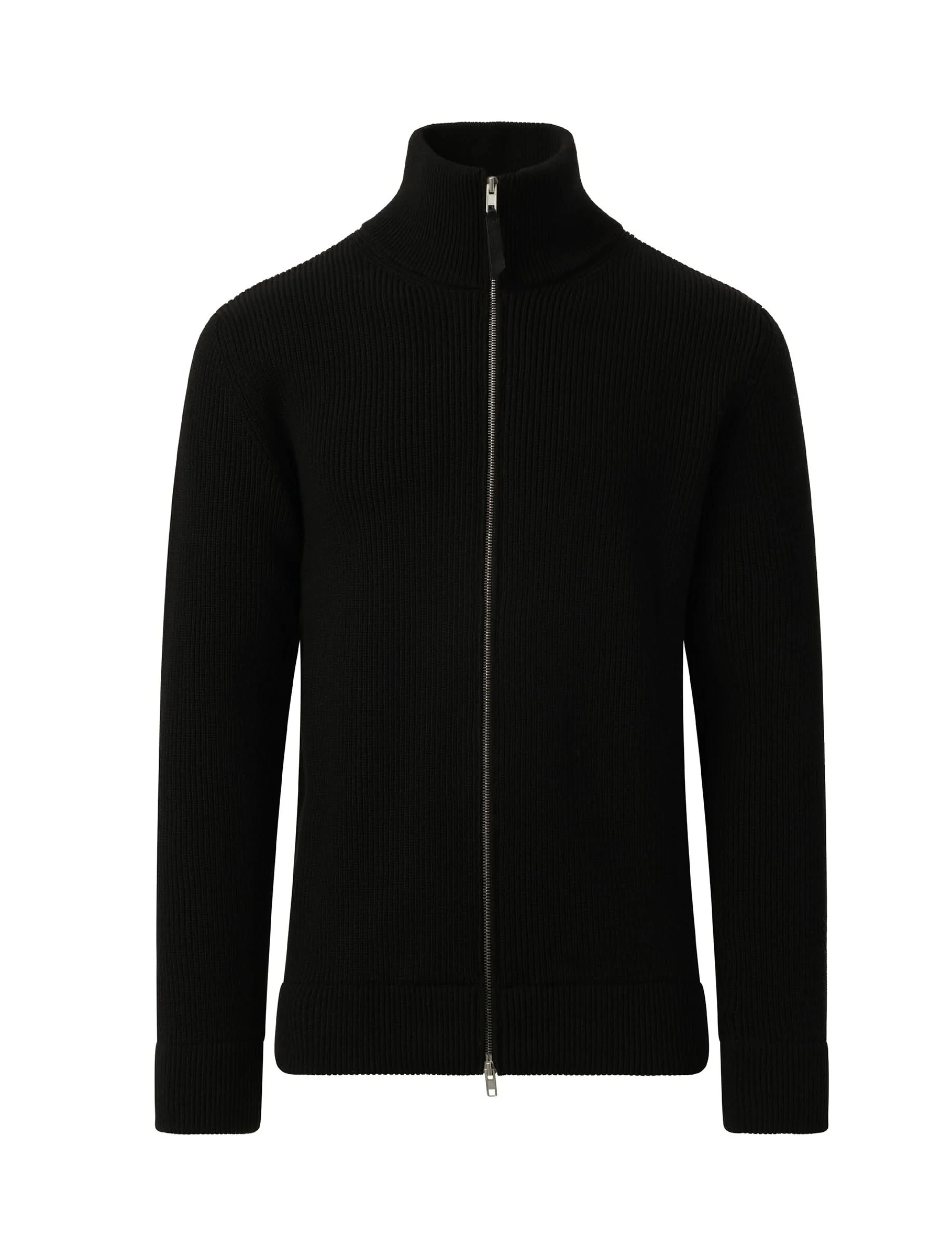 English Rib Zip Cardigan in Black - Image 2