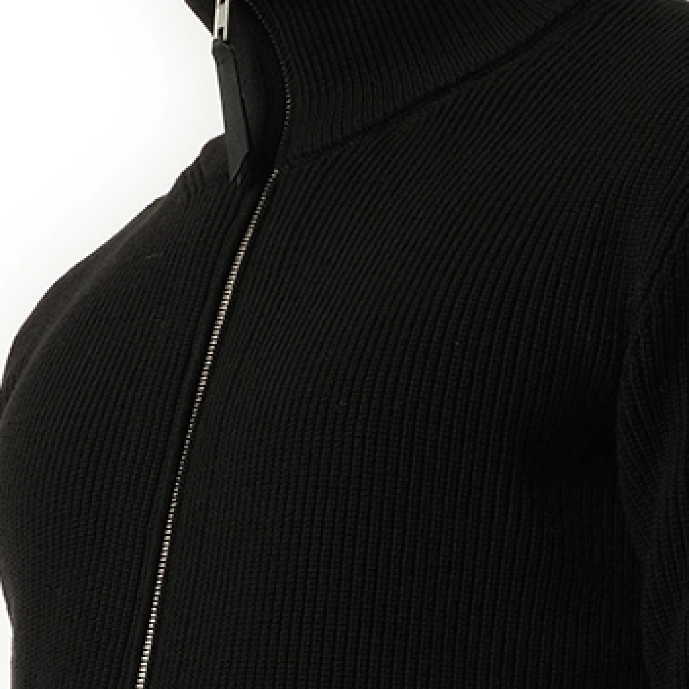 English Rib Zip Cardigan in Black - Image 3