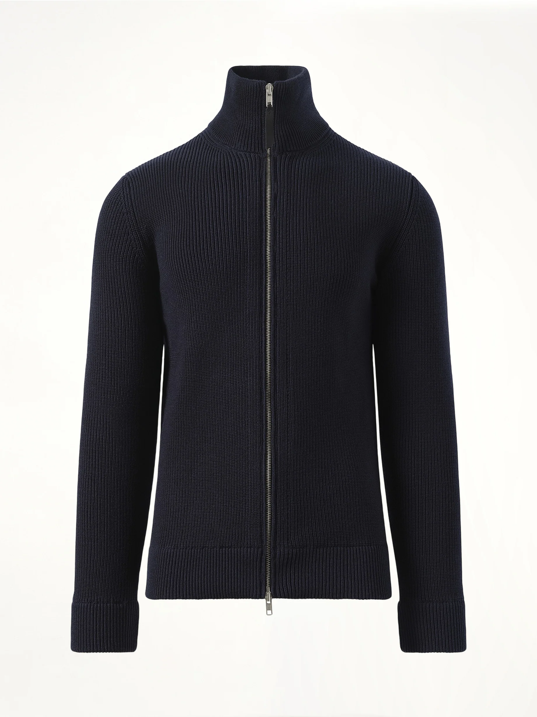English Rib Zip Cardigan in Navy - Image 2