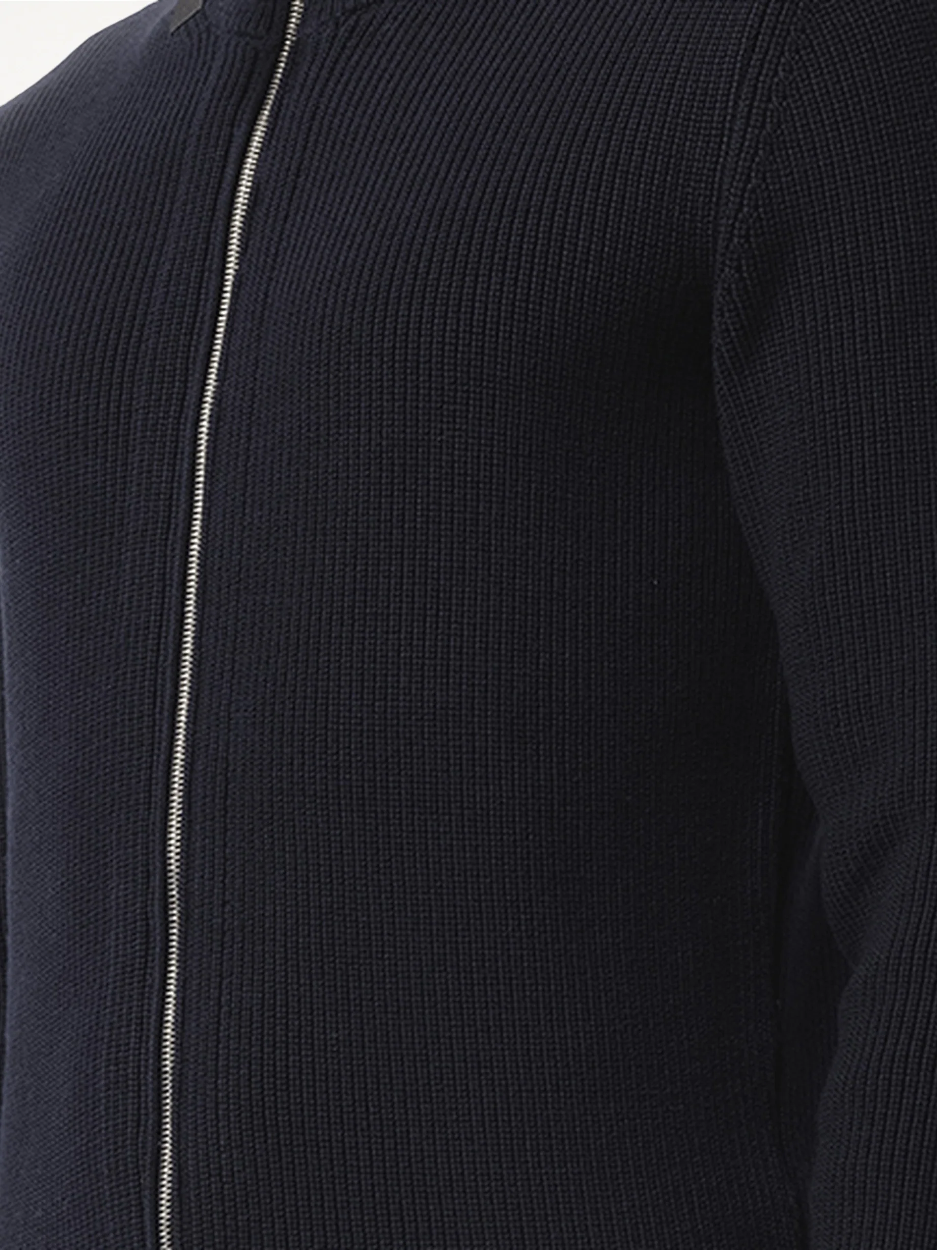 English Rib Zip Cardigan in Navy - Image 3