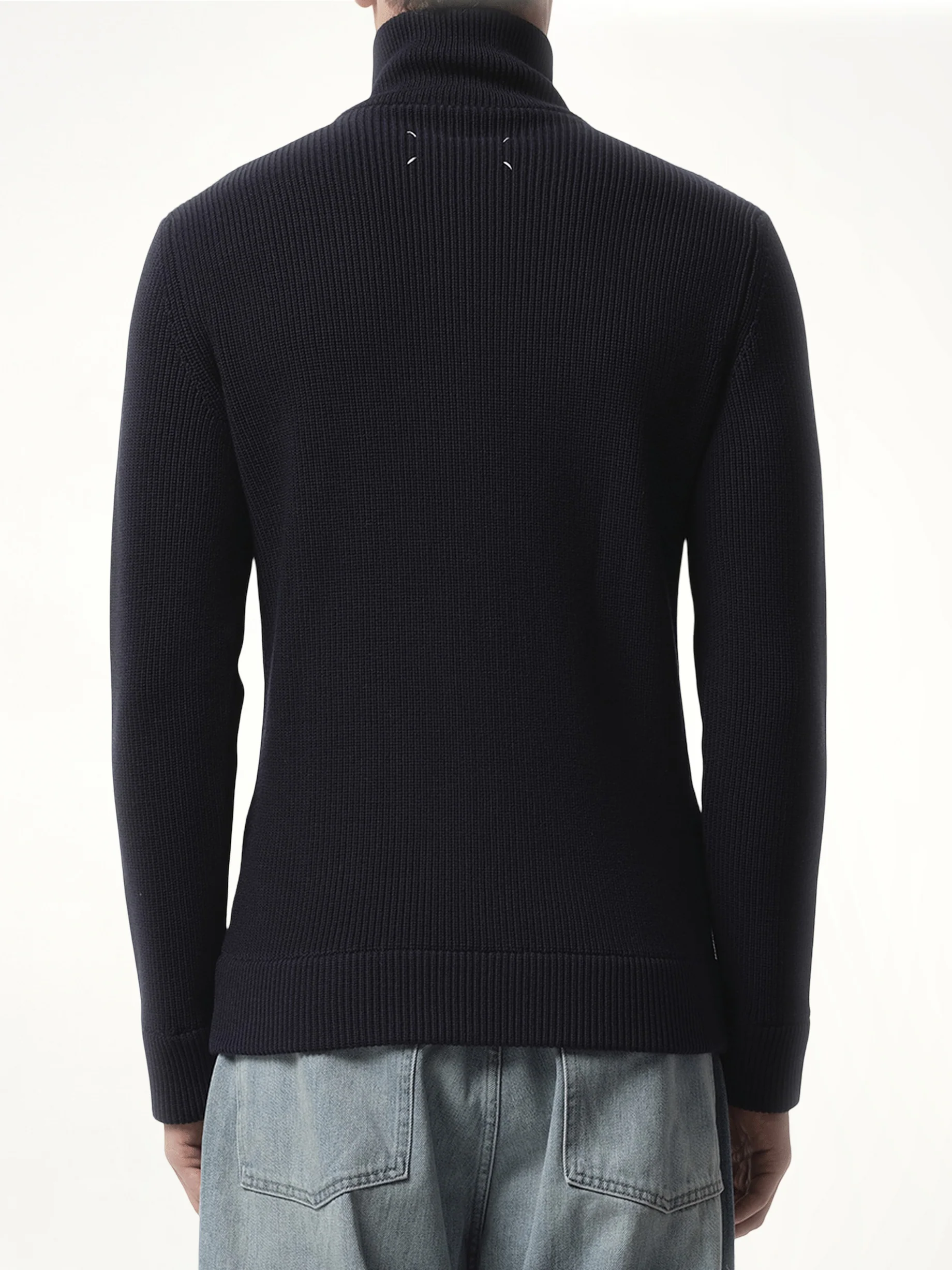English Rib Zip Cardigan in Navy - Image 6