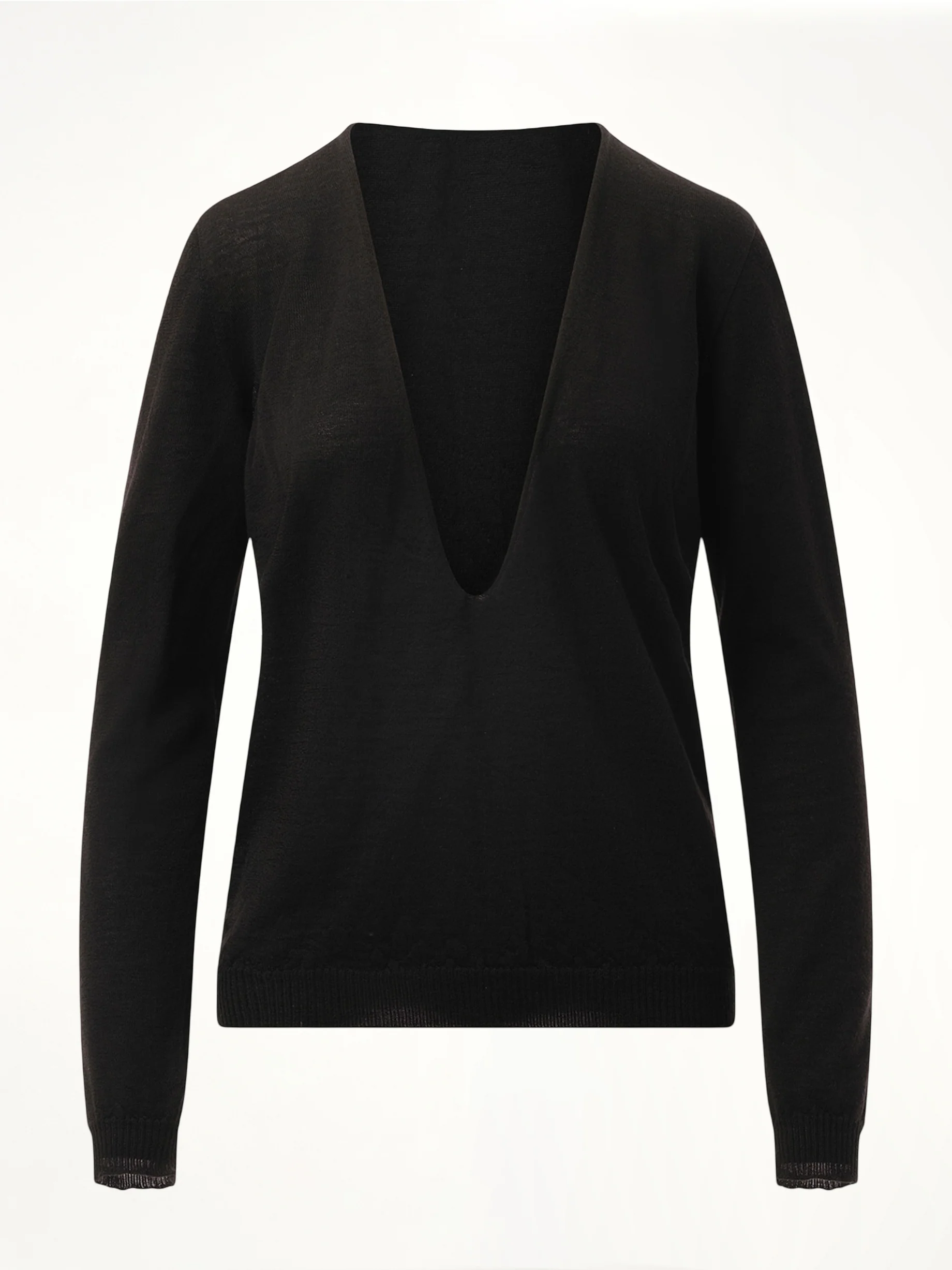 Extreme V Neck Pullover in Black - Image 2