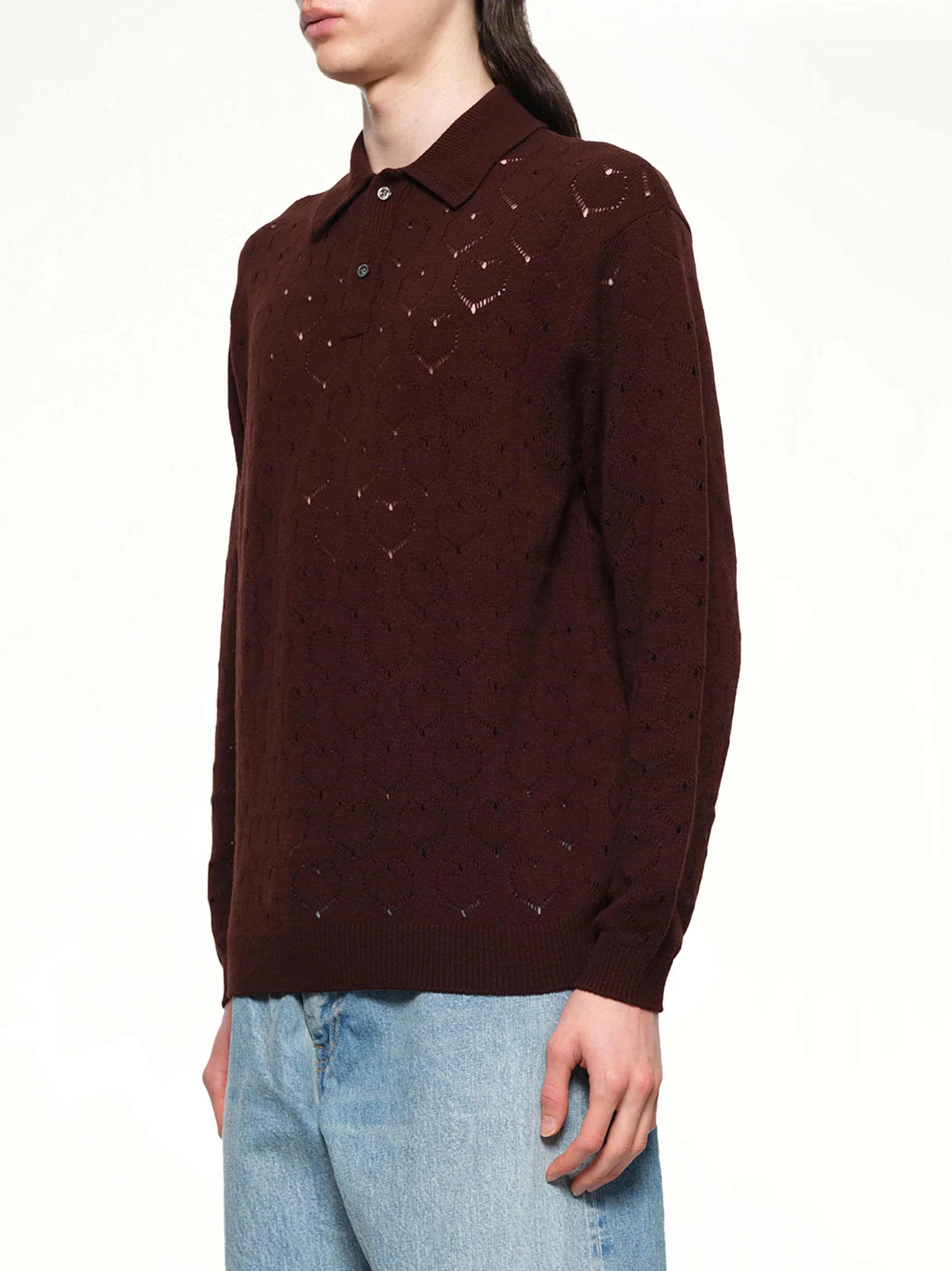 Eyelet Polo in Dark Tobacco - Image 3