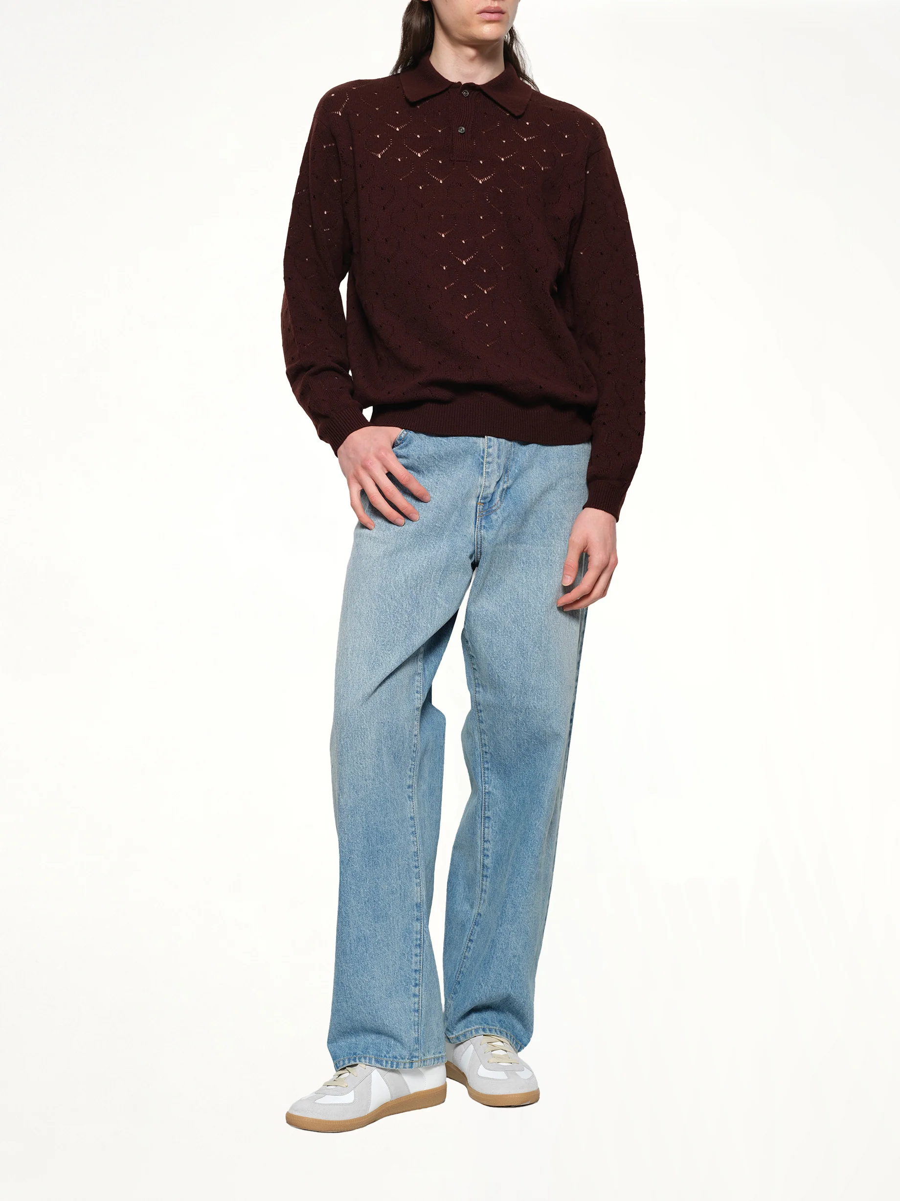 Eyelet Polo in Dark Tobacco - Image 4