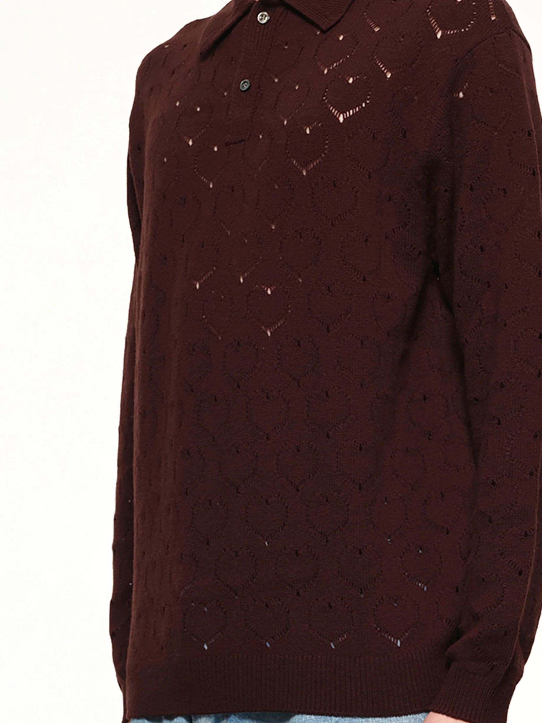 Eyelet Polo in Dark Tobacco - Image 5