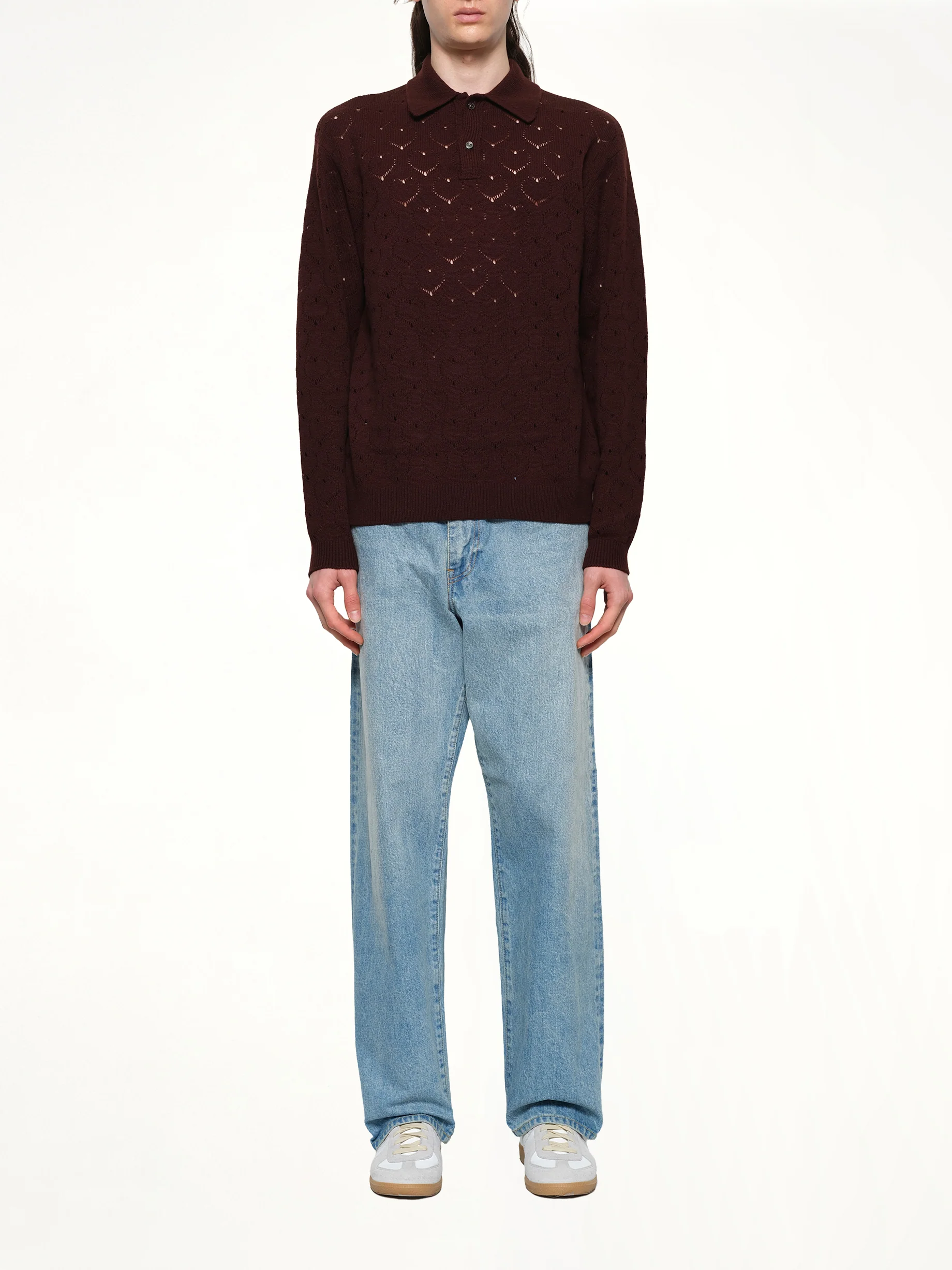 Eyelet Polo in Dark Tobacco - Image 7