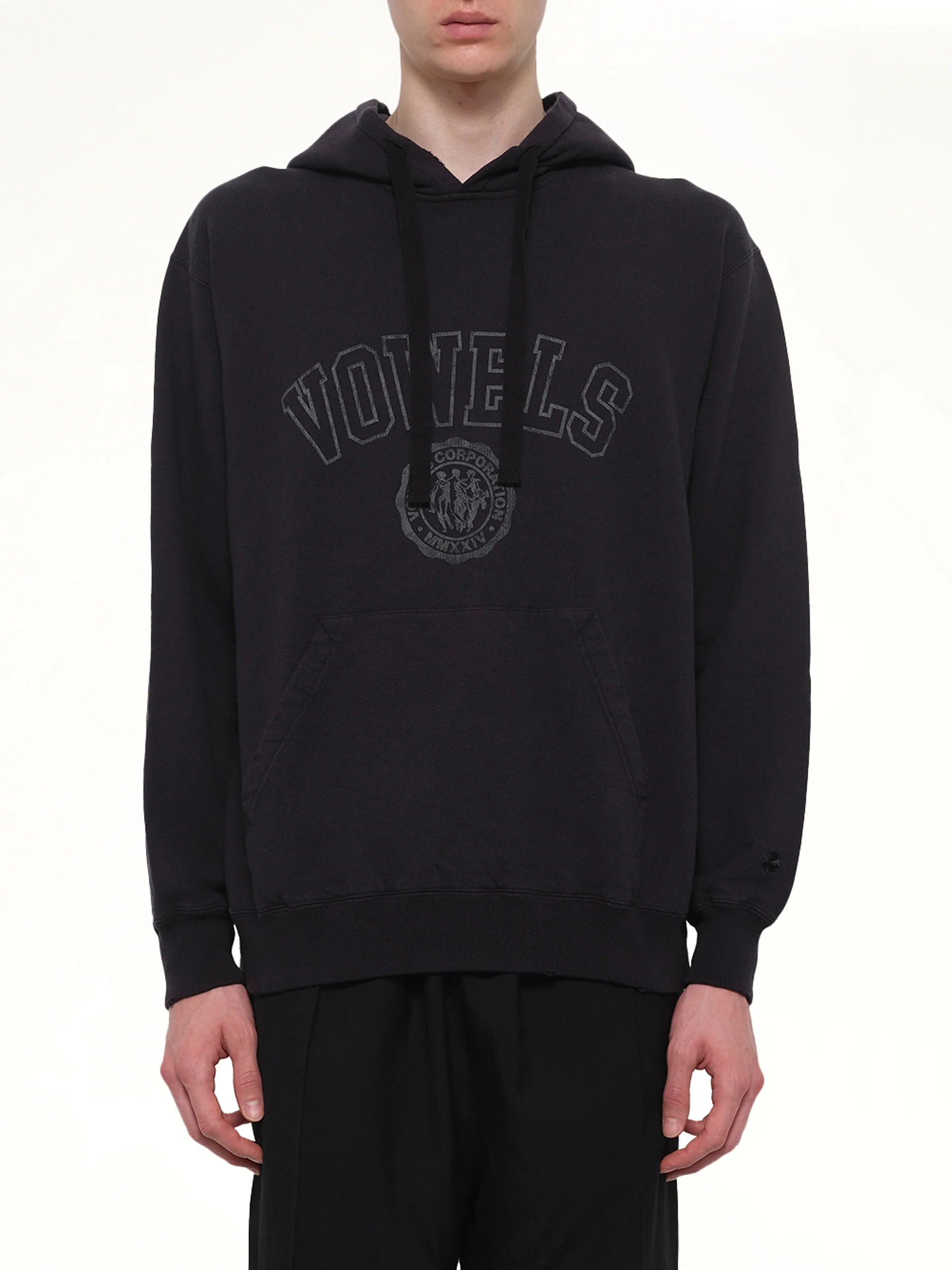 Faded Collegiate Hoodie in Black