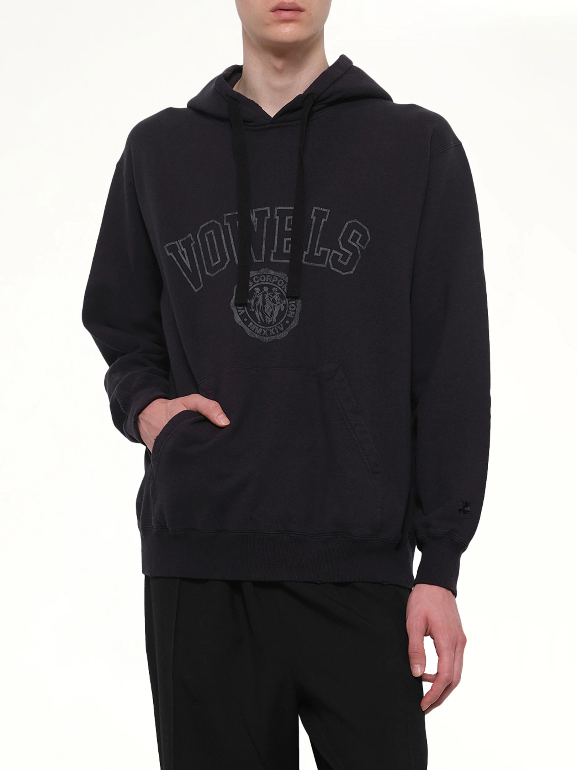 Faded Collegiate Hoodie in Black - Image 6