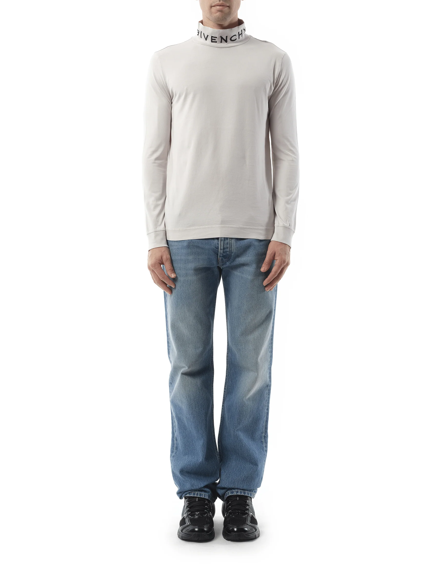 Faded Logo Dyed Long Sleeve T-Shirt in Cloud Grey - Image 4