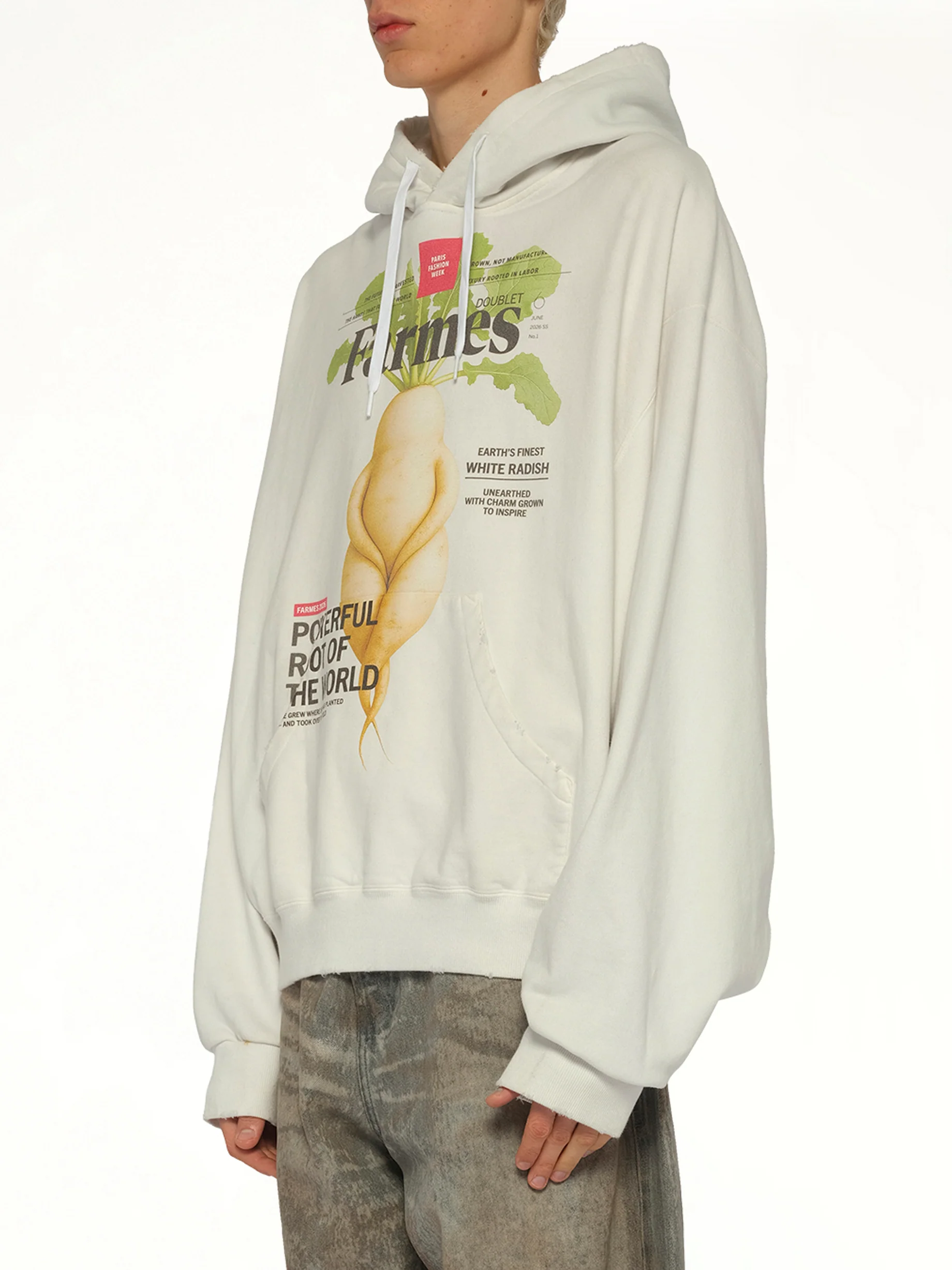 Farmes Magazine Cover Hoodie in White - Image 3