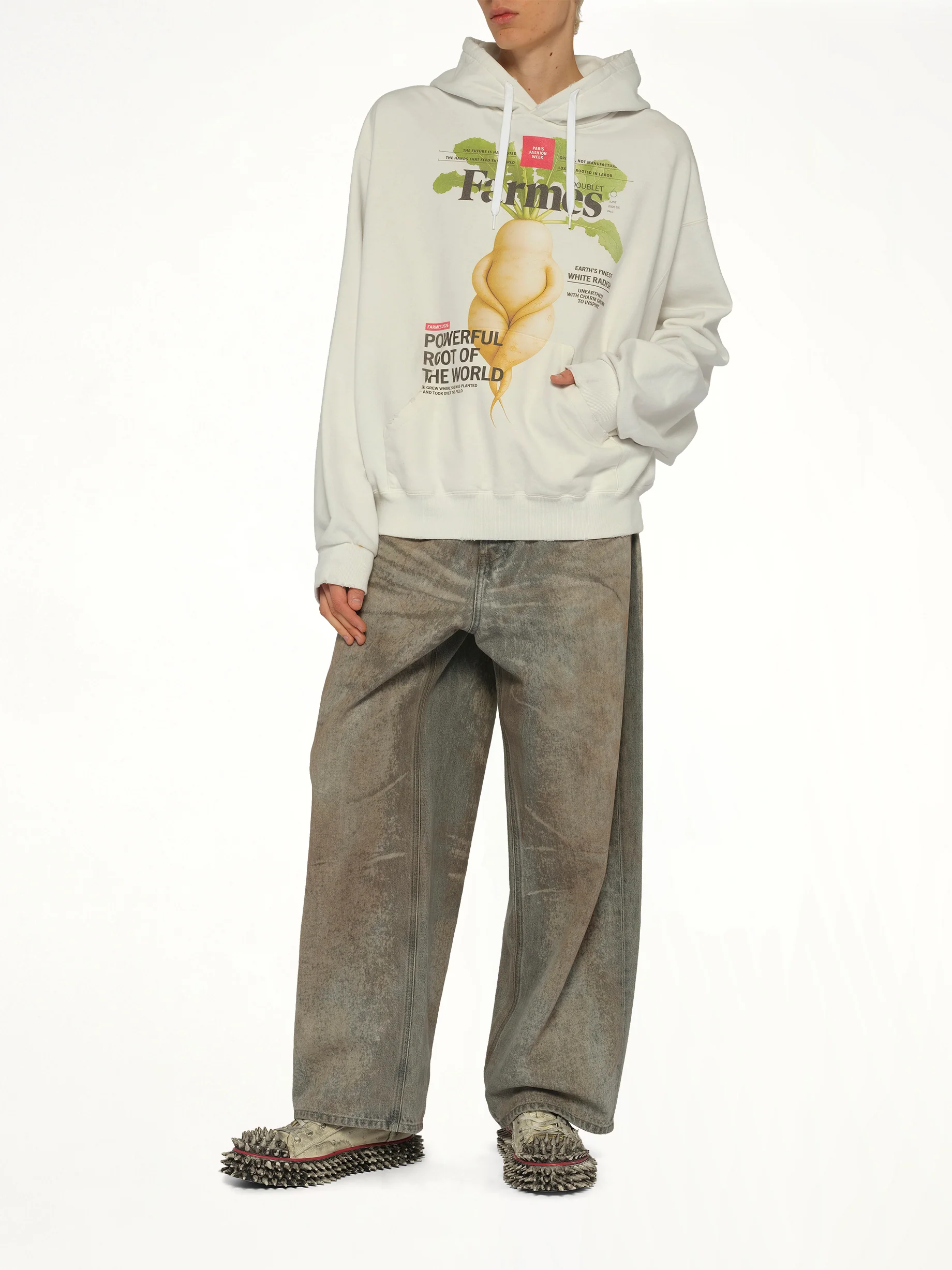 Farmes Magazine Cover Hoodie in White - Image 4