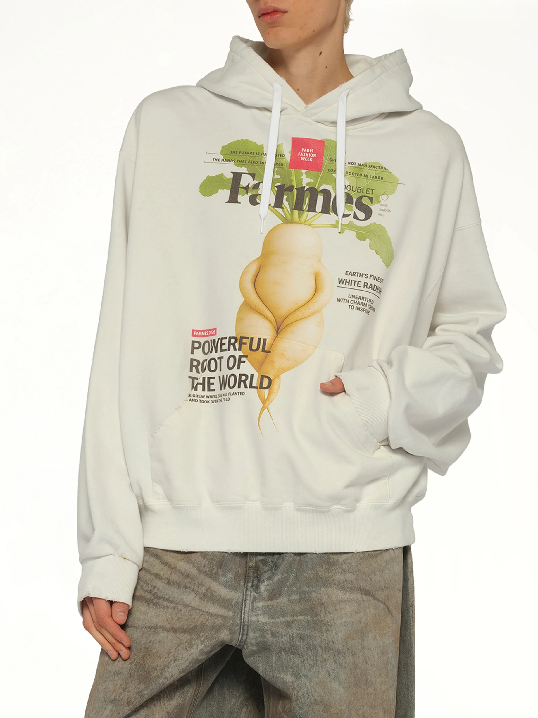 Farmes Magazine Cover Hoodie in White - Image 6