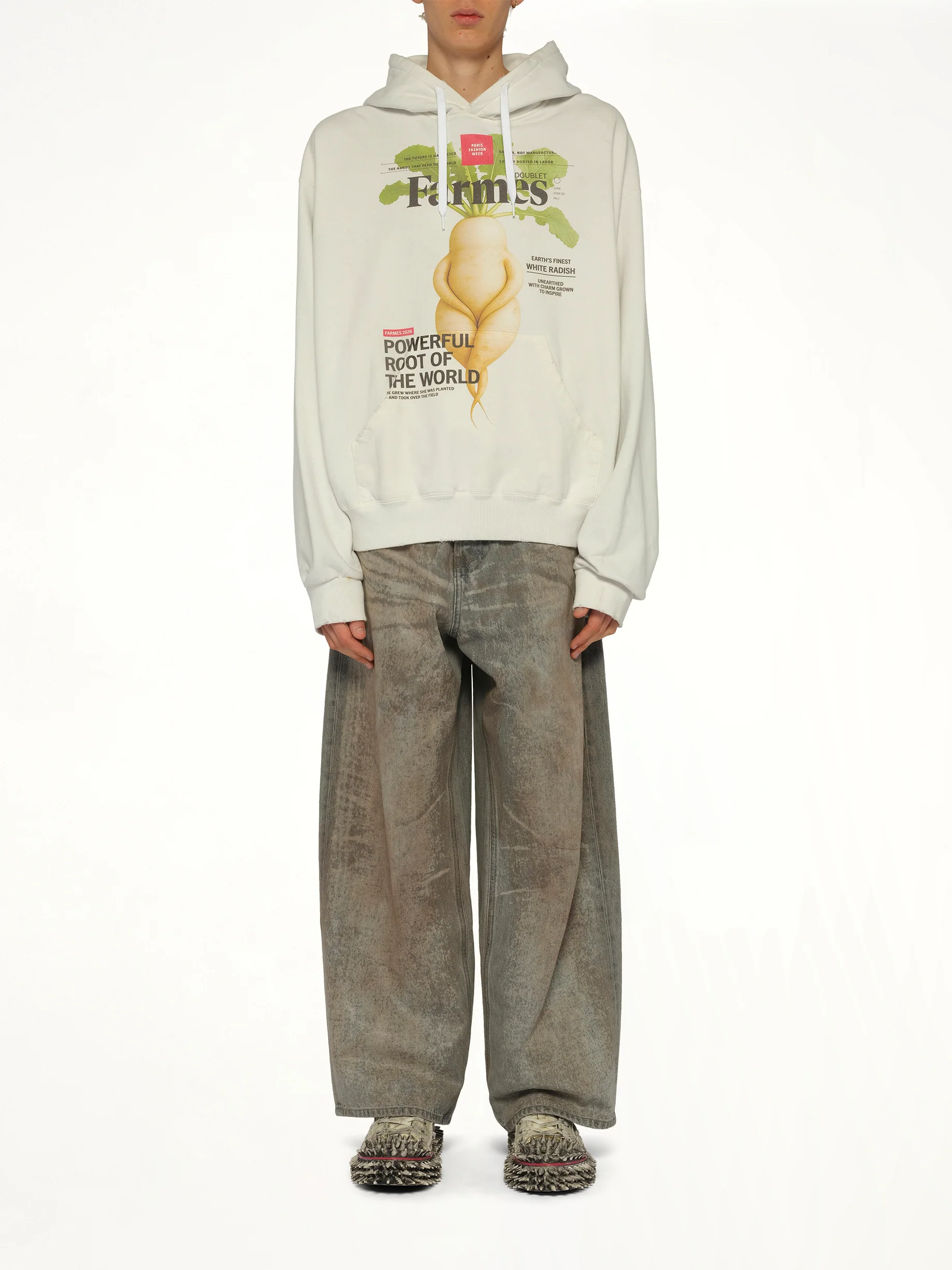 Farmes Magazine Cover Hoodie in White - Image 7