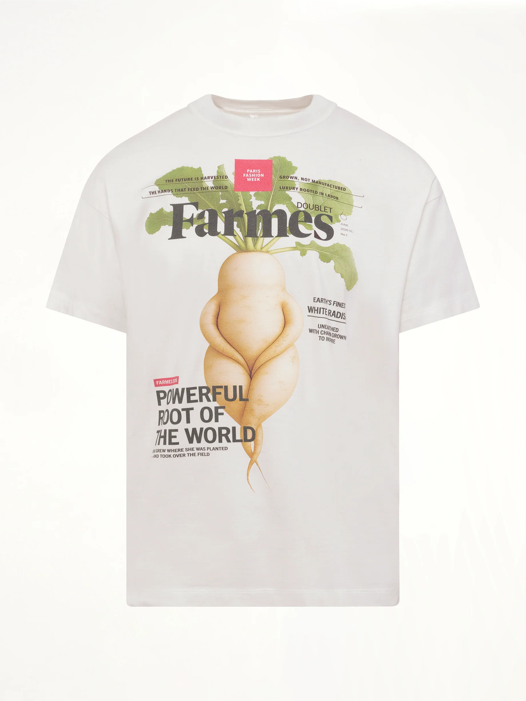 Farmes Magazine Cover T-Shirt in White - Image 2