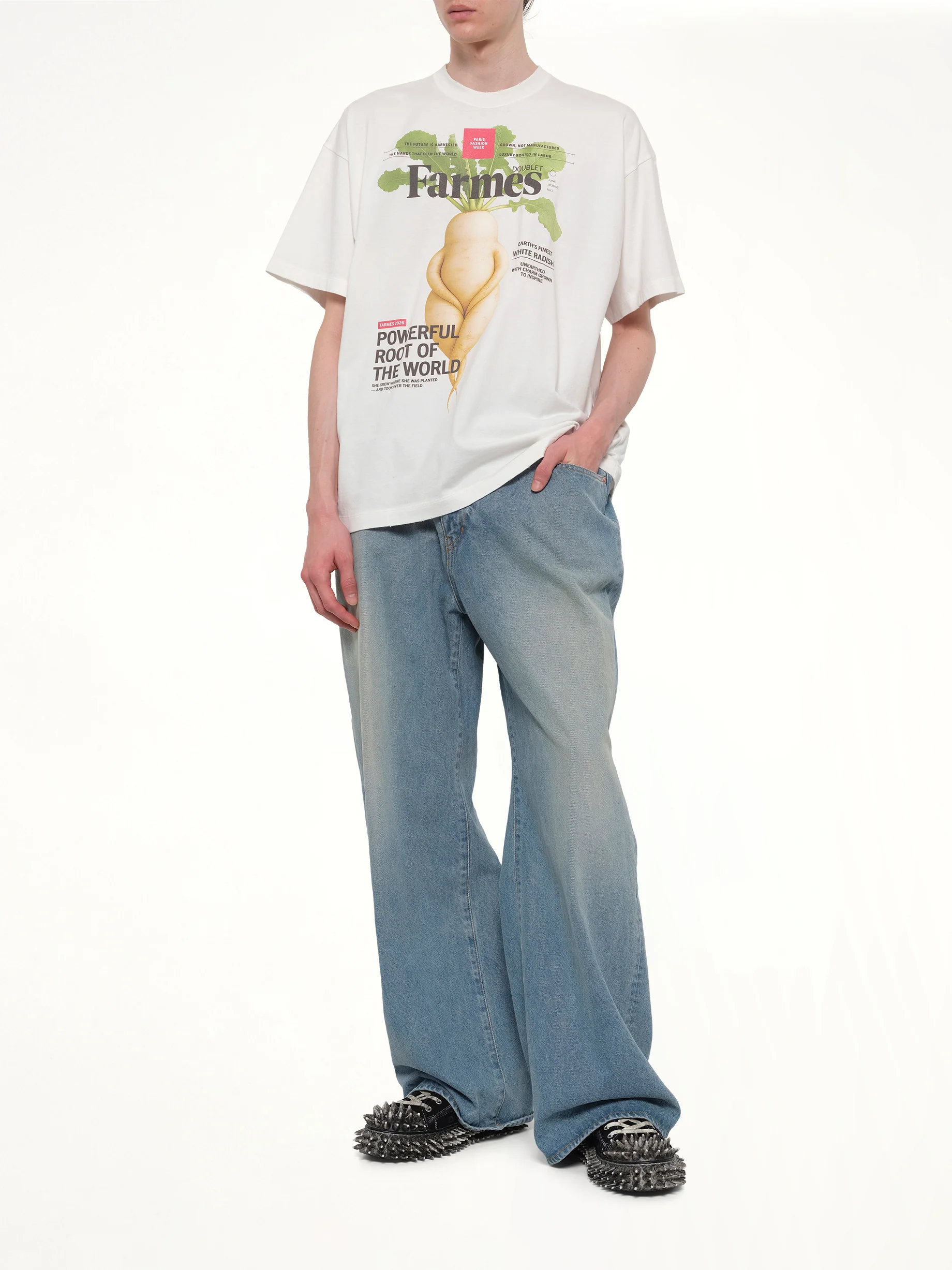 Farmes Magazine Cover T-Shirt in White - Image 4