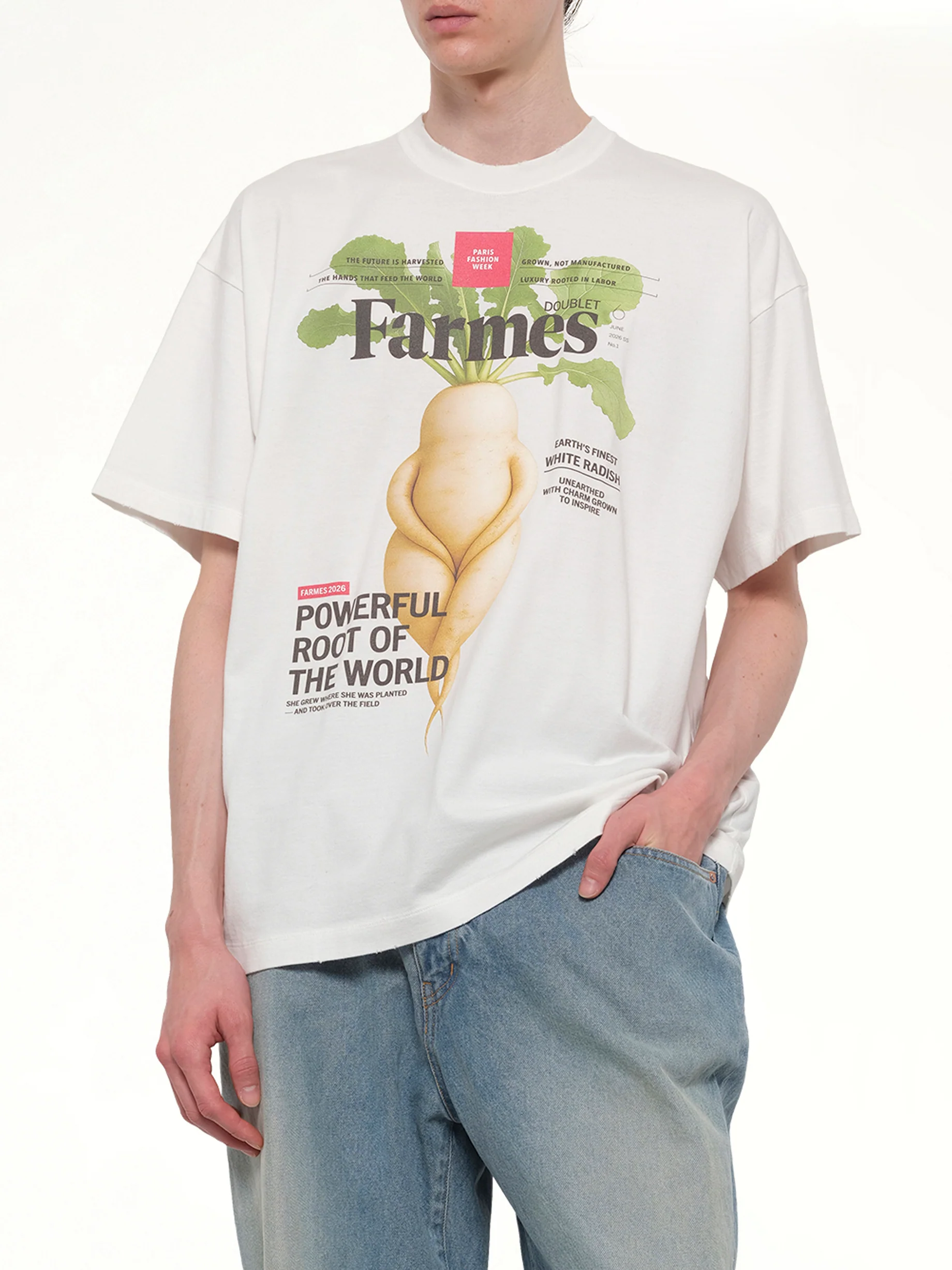 Farmes Magazine Cover T-Shirt in White - Image 6
