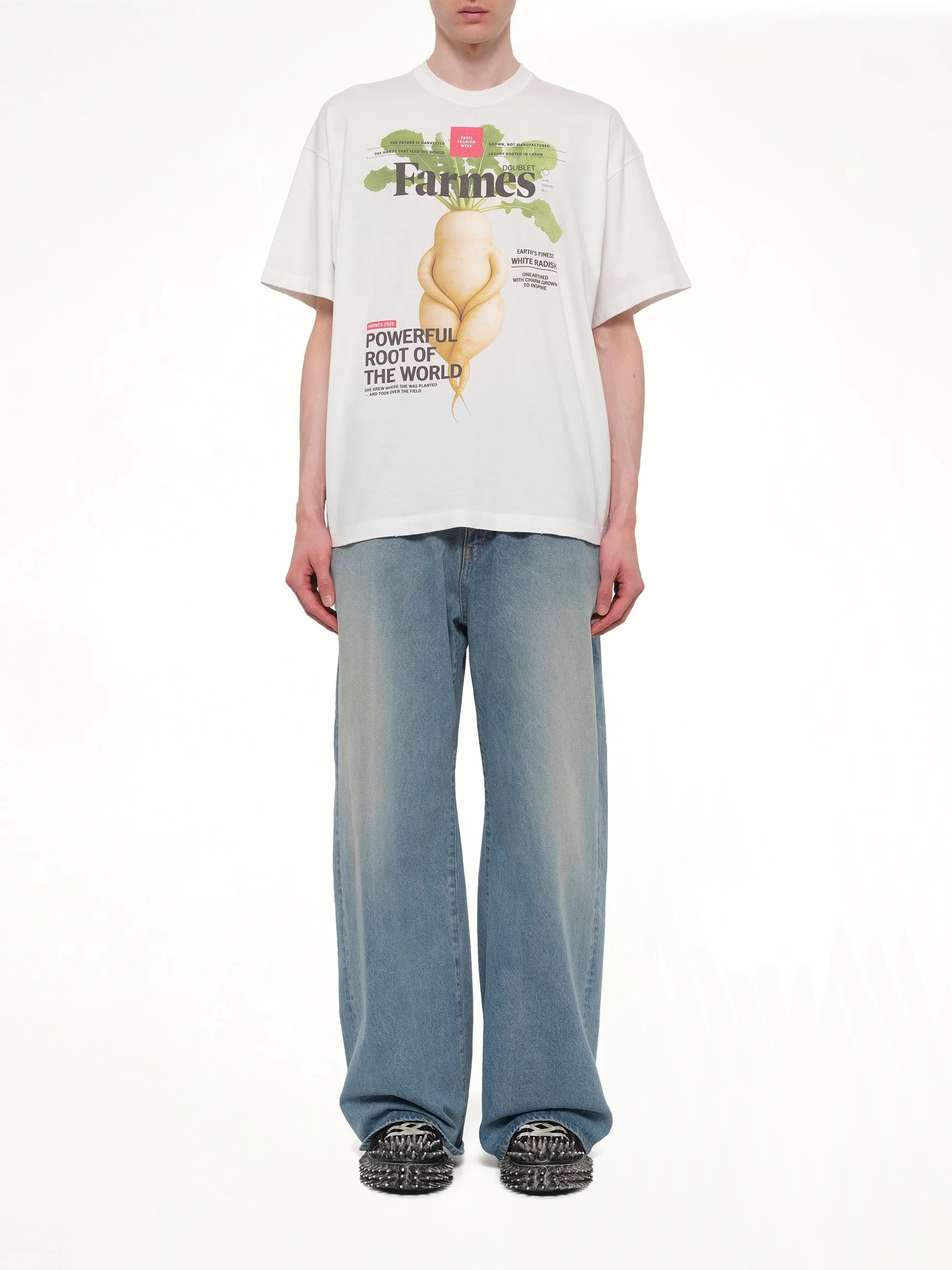 Farmes Magazine Cover T-Shirt in White - Image 7