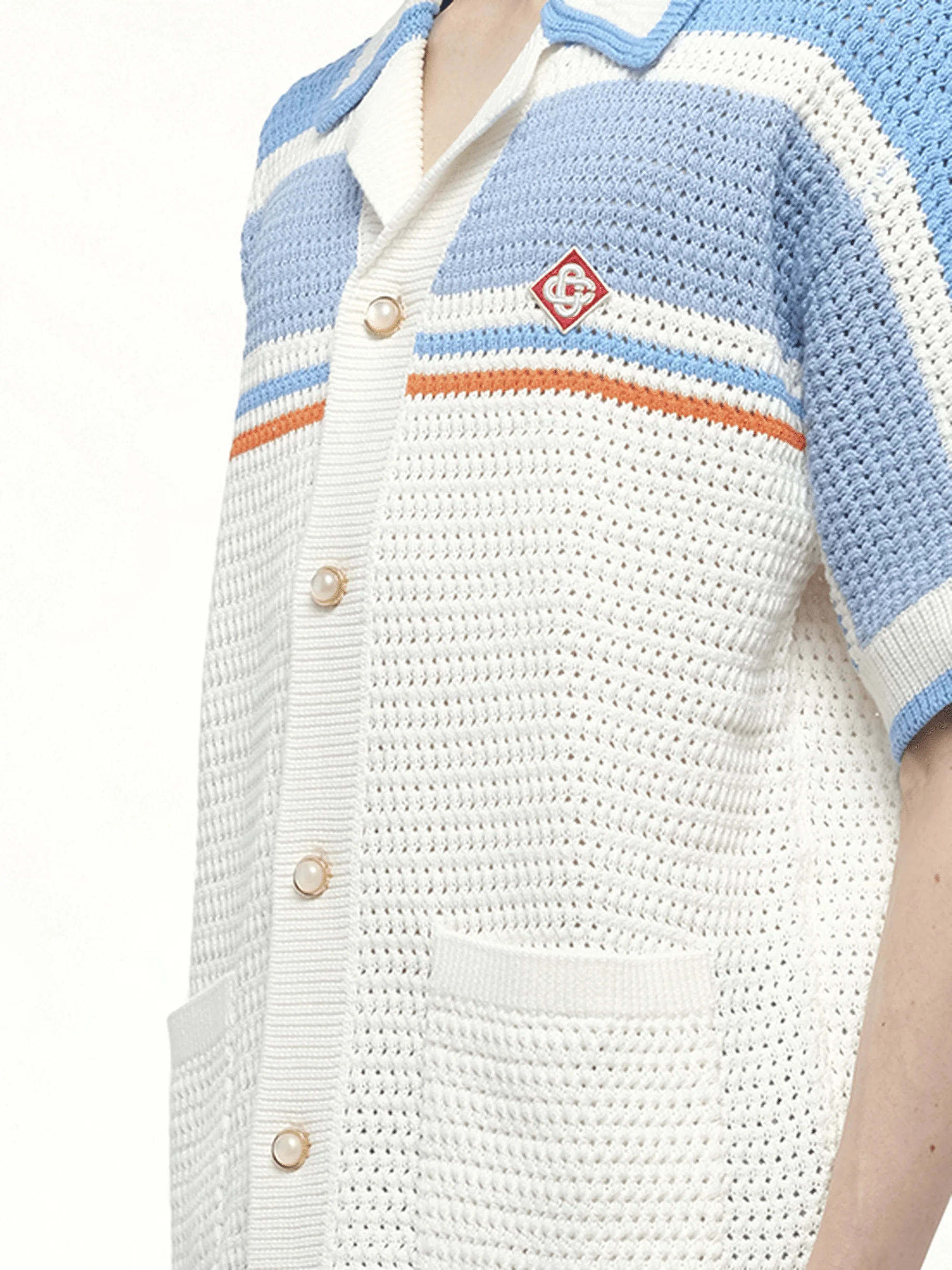Faux Crochet Shirt in Blue - Image 3